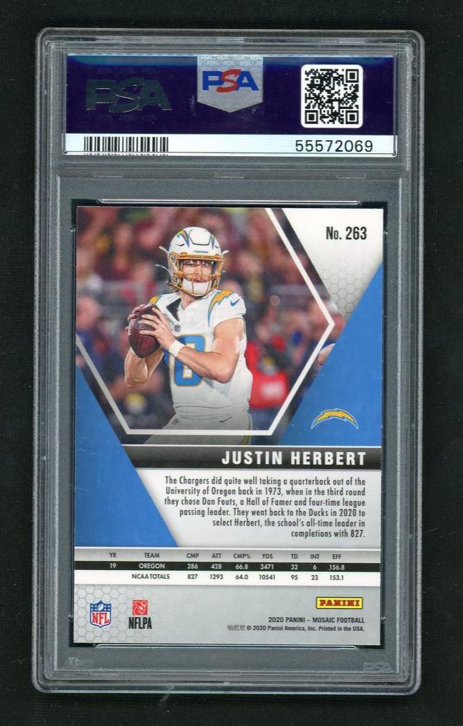 2020 Panini Mosaic NFL Debut Justin Herbert #263 PSA 10