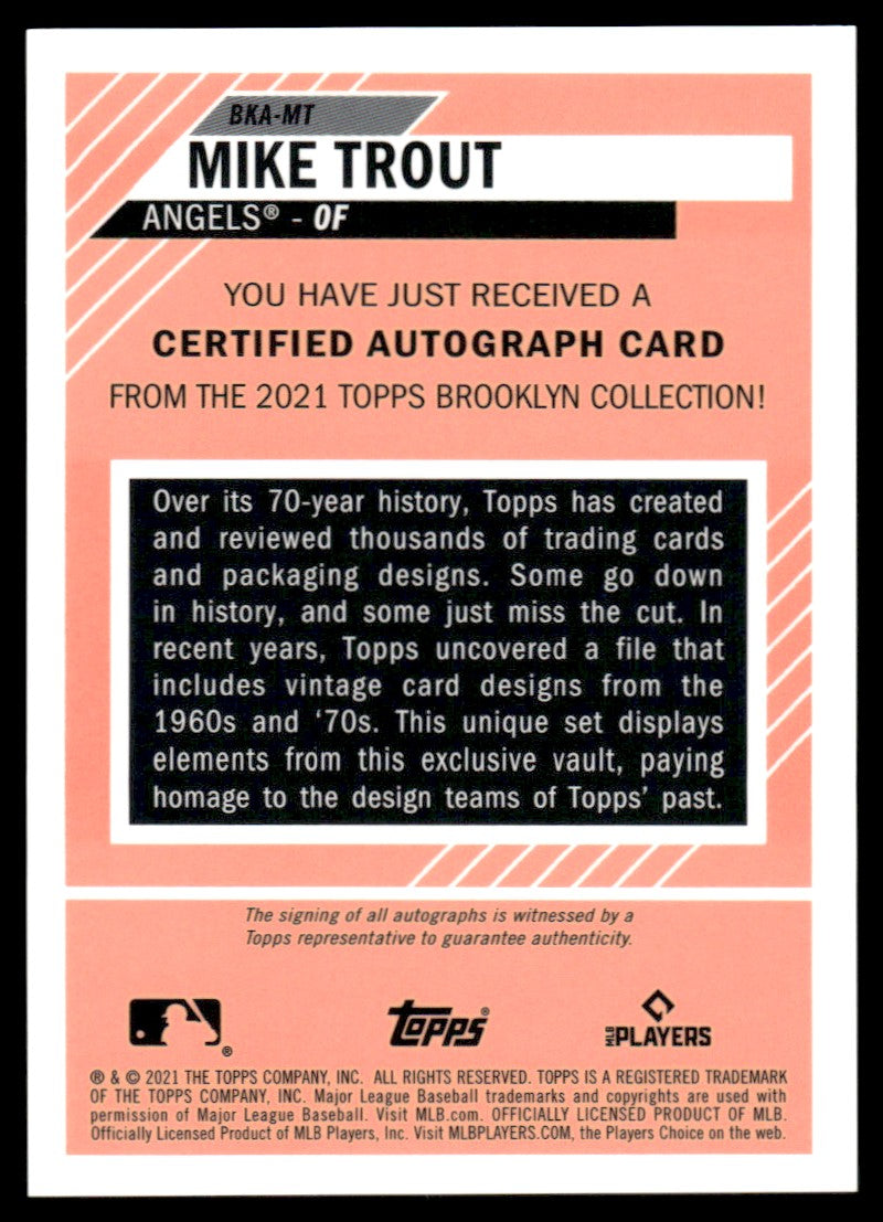 2021 Topps Brooklyn Collection Mike Trout Orange Parallel Auto /40 #BKA-MT