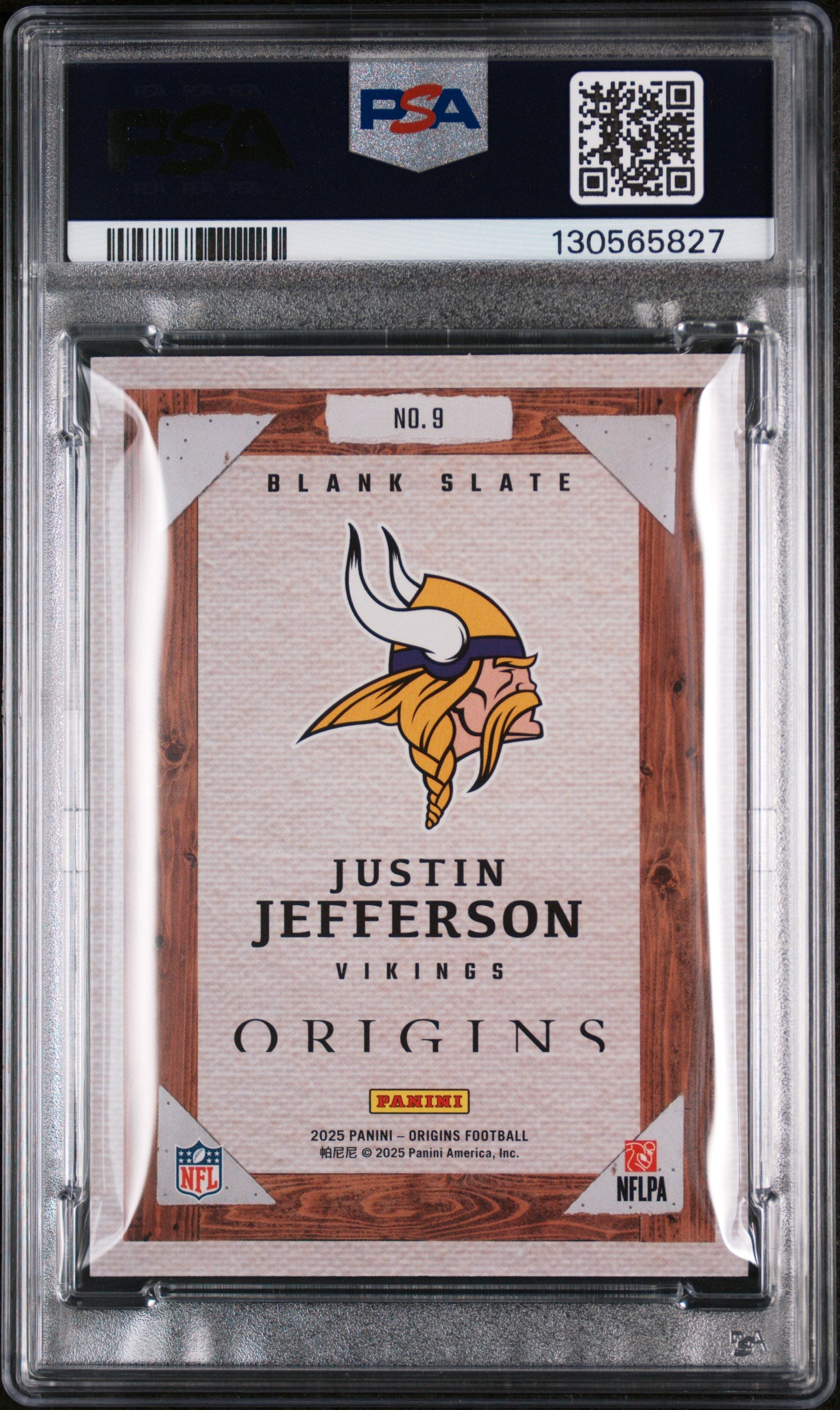 2025 Panini Origins Blank Slate Justin Jefferson #9 PSA 9