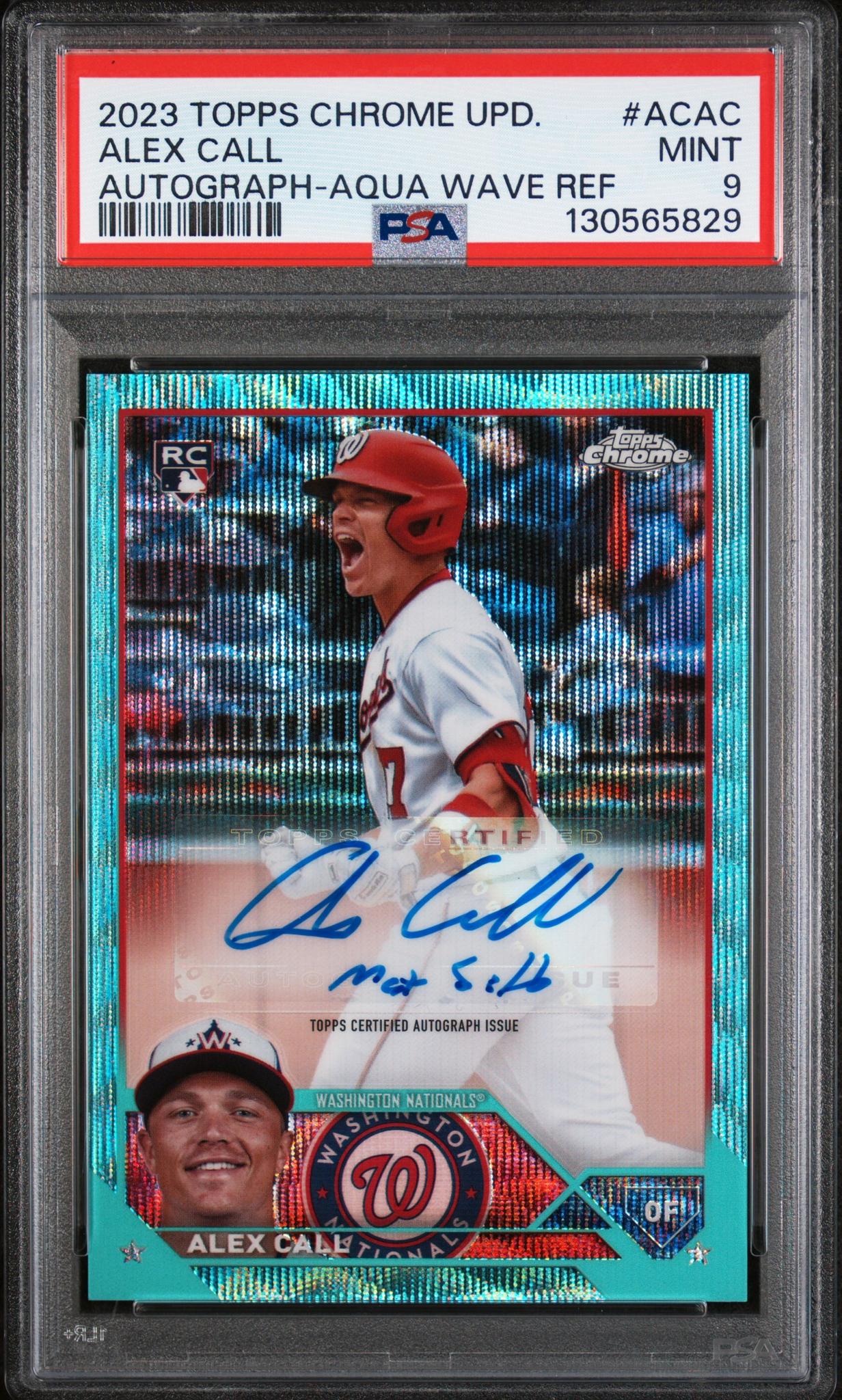 2023 Topps Chrome Update Autograph Aqua Wave Alex Call #ACAC /199 PSA 9