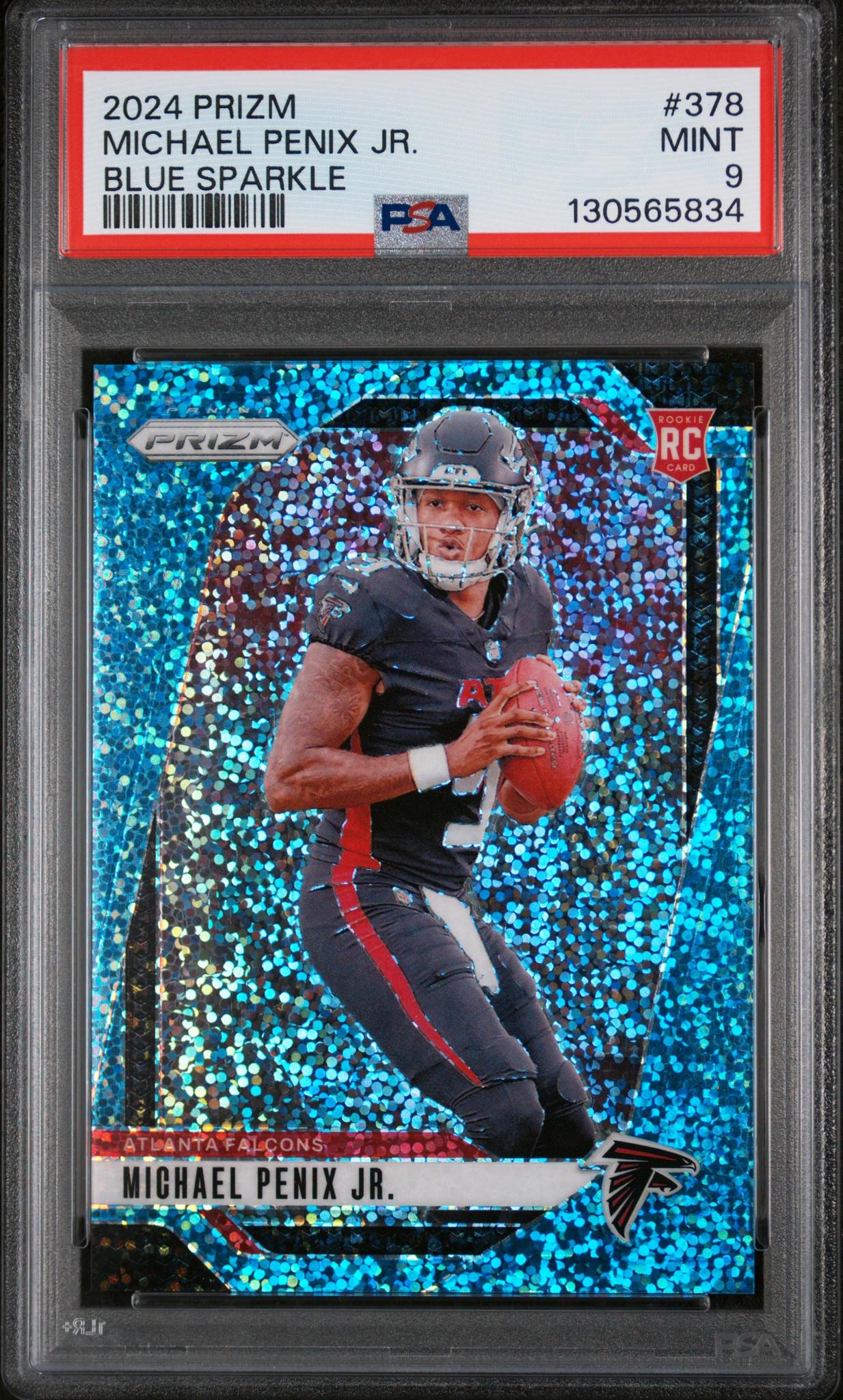 2024 Panini Prizm Blue Sparkle Michael Penix Jr. #378 /96 PSA 9