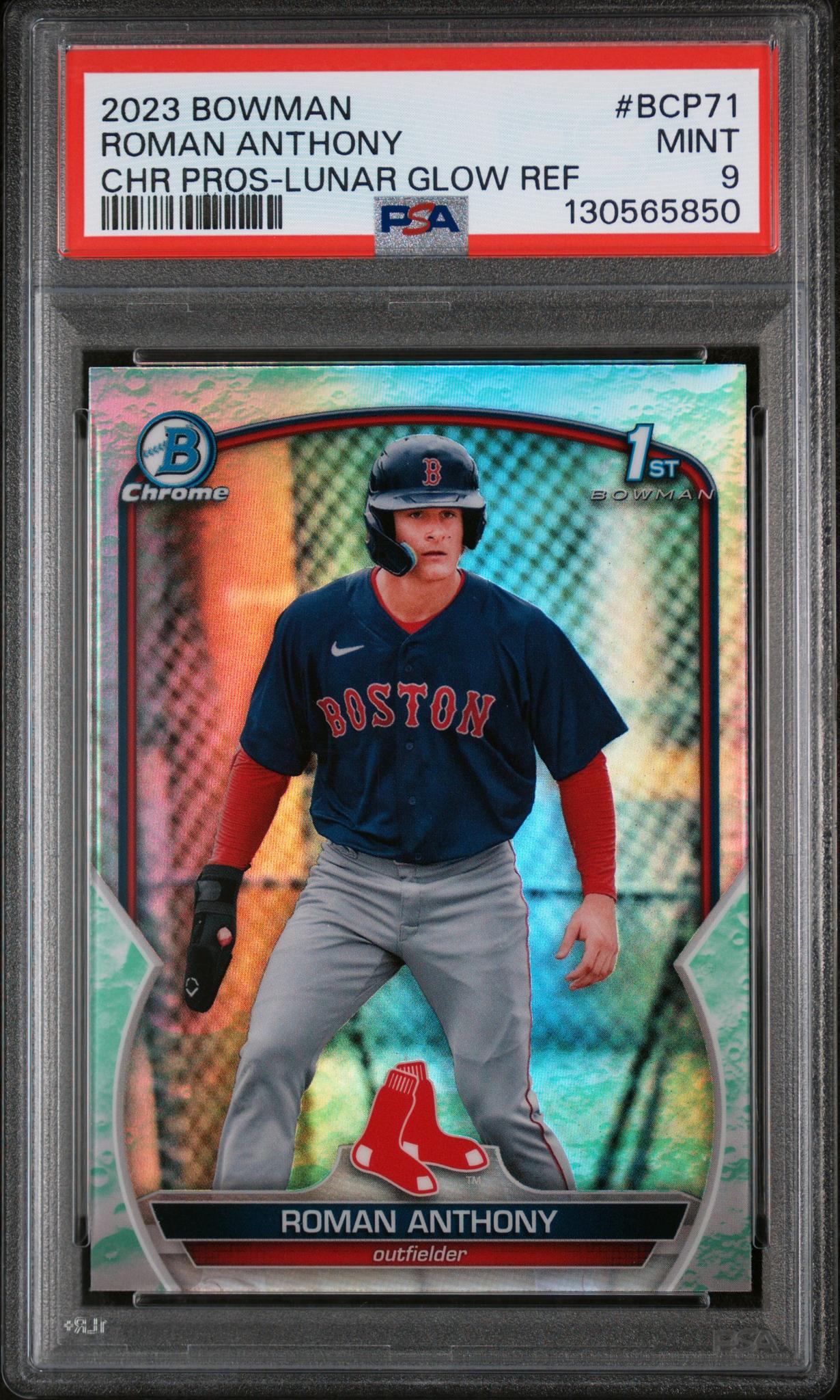 2023 Bowman Chrome Prospect Lunar Glow Refractor Roman Anthony #BCP71 PSA 9