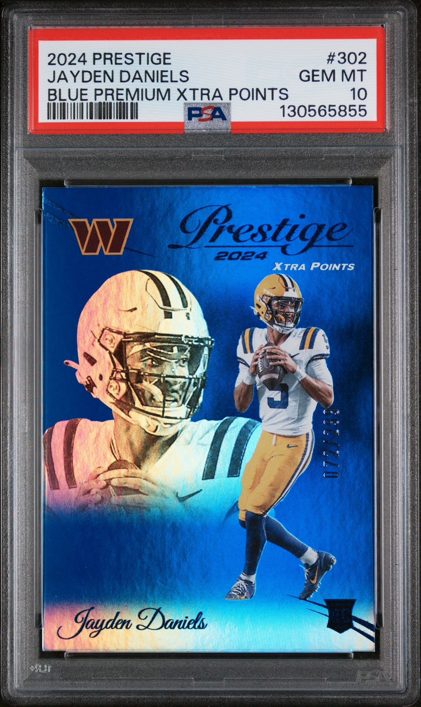 2024 Panini Prestige Blue Premium Xtra Points Jayden Daniels #302 /299 PSA 10