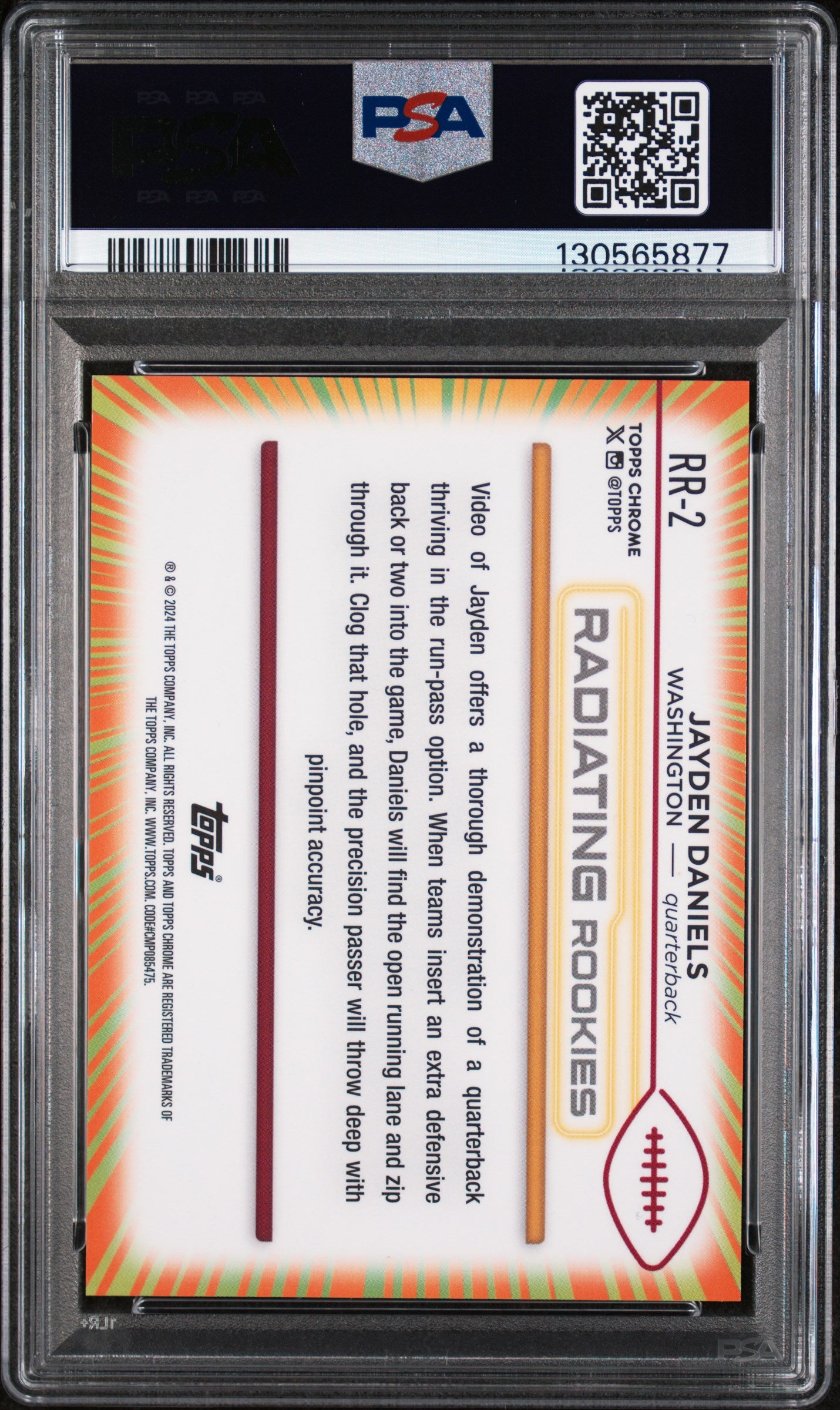 2024 Topps Chrome Radiating Rookies Jayden Daniels #RR2 PSA 10