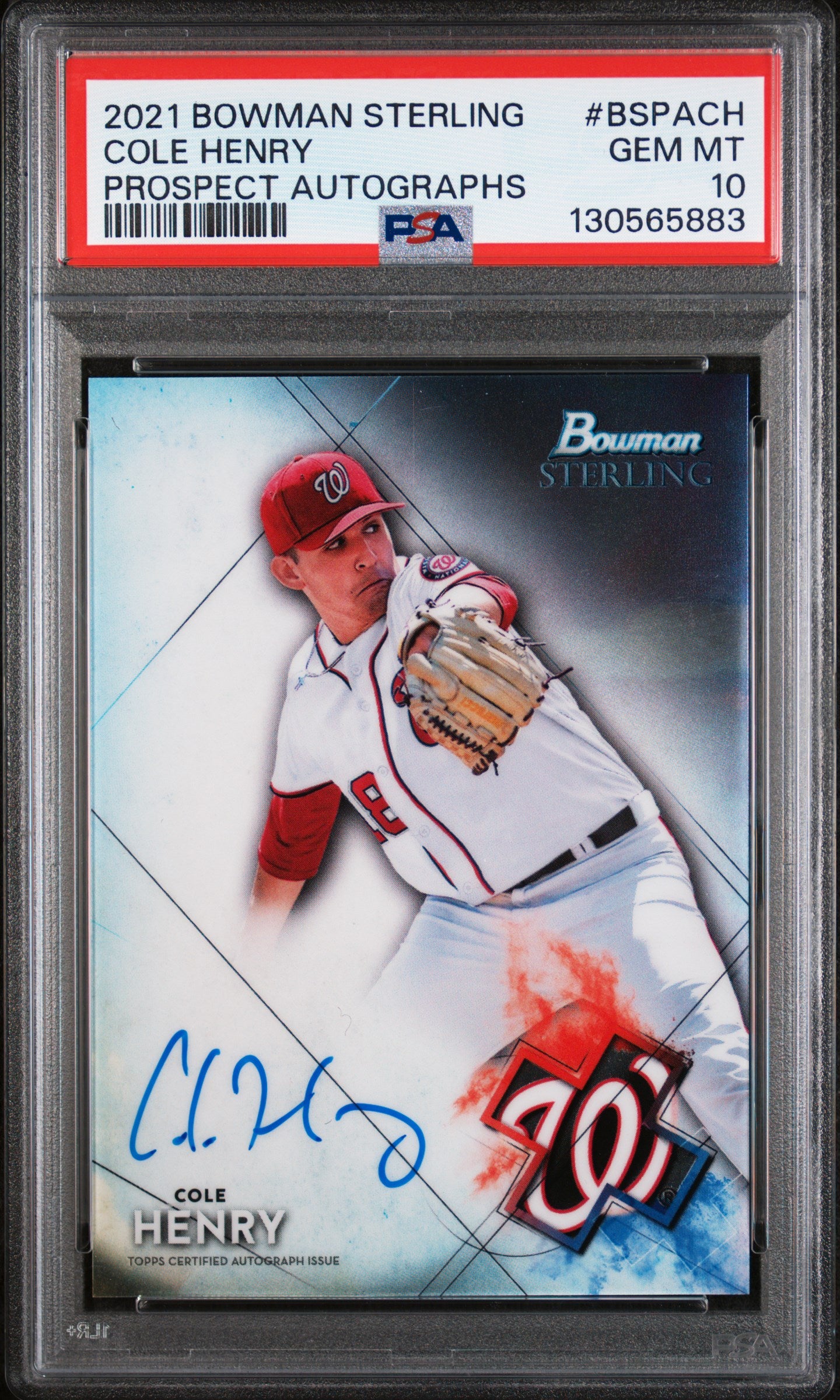 2021 Bowman Sterling Prospect Autograph Cole Henry #BSPACH PSA 10