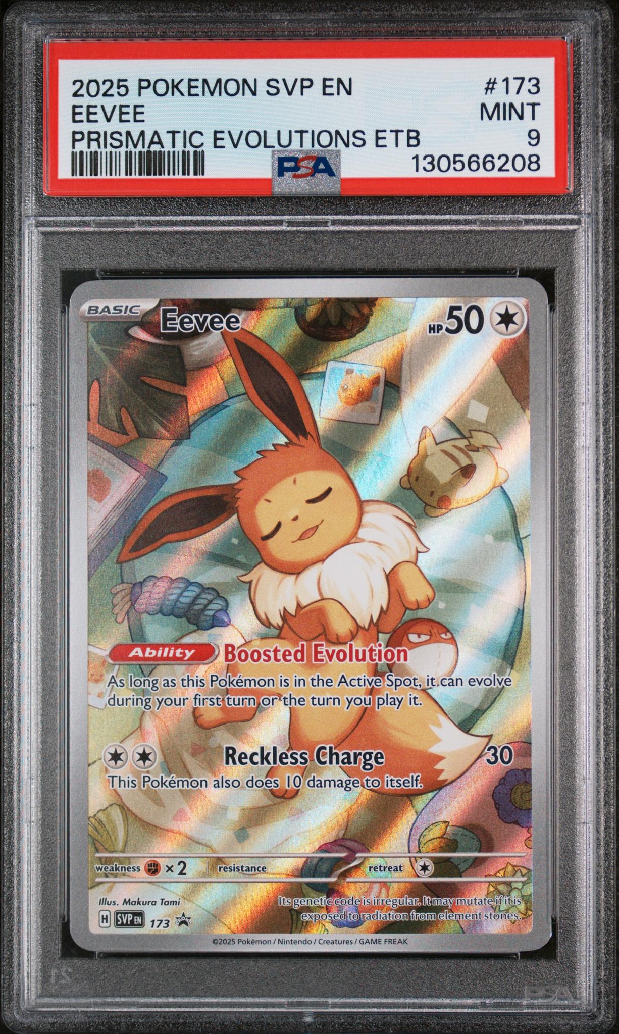 2025 Pokemon Scarlet and Violet Prismatic Evolutions Pokemon Center Elite Trainer Box Eevee #173 PSA 9