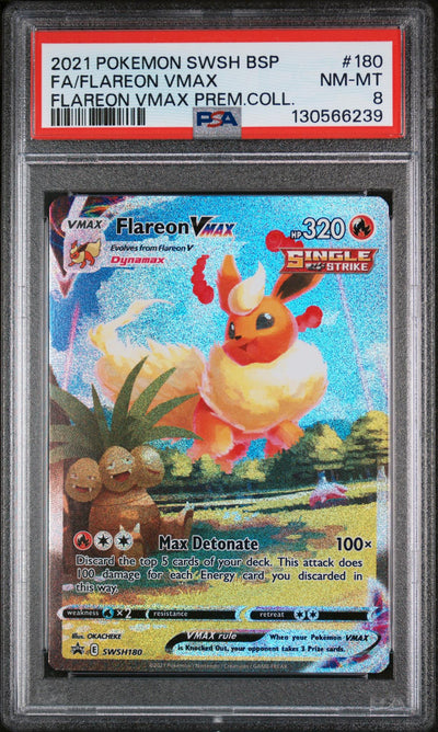 2021 Pokemon Sword and Shield Black Star Promo Premium Collection Flareon Vmax #SWSH180 PSA 8