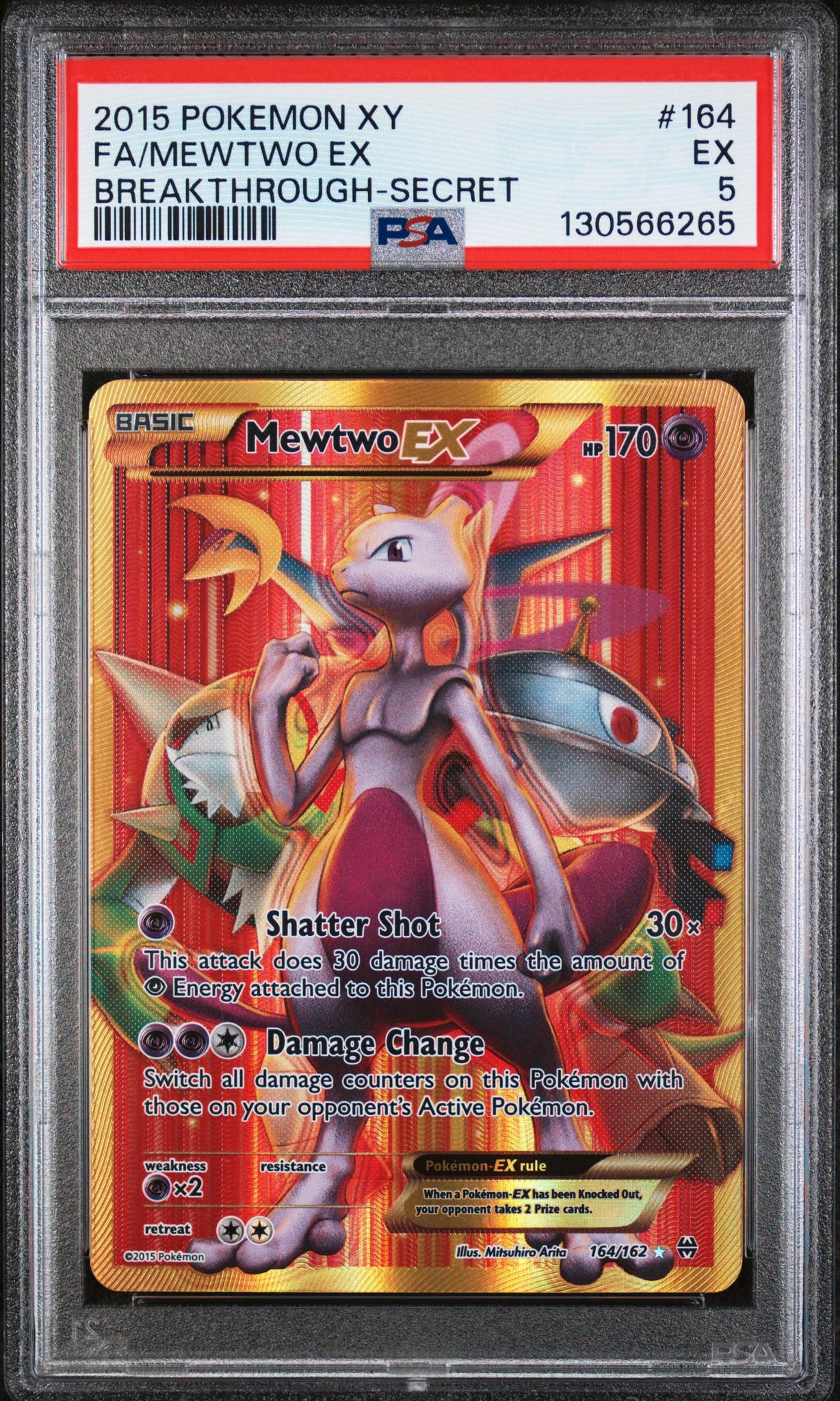 2015 Pokemon XY Breakthrough Secret Rare Mewtwo Ex #164 PSA 5