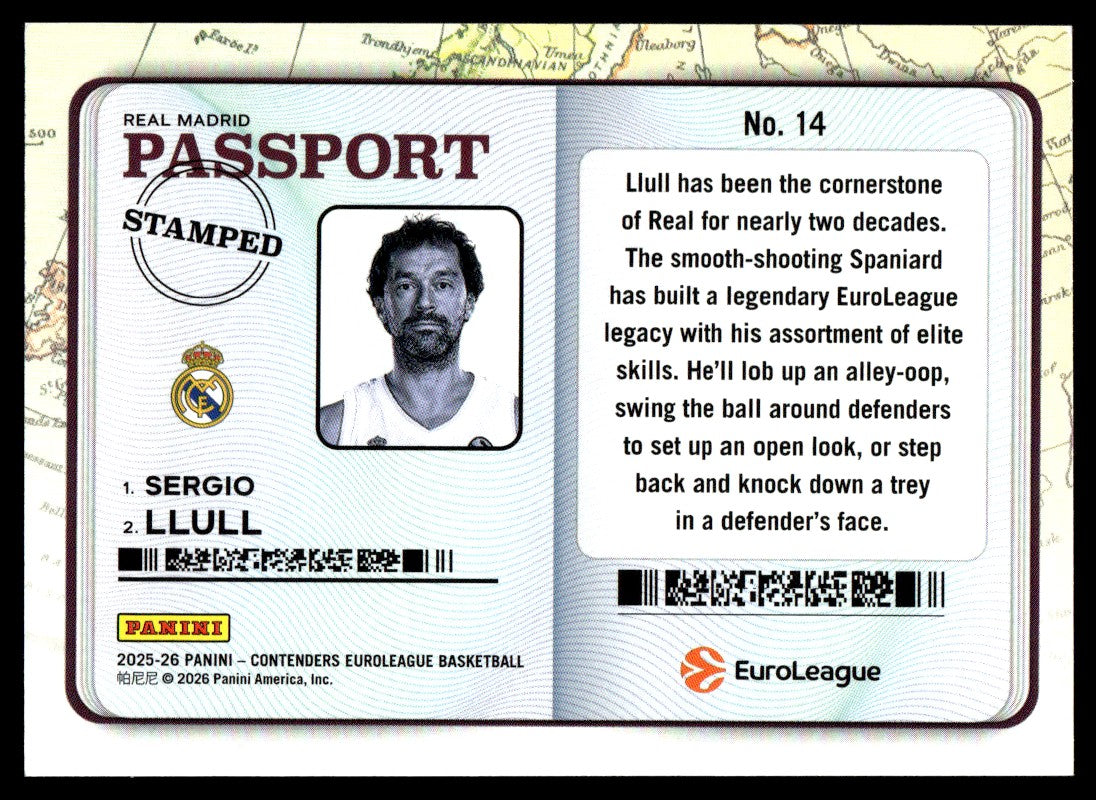 2025-26 Contenders EuroLeague #14 Sergio Llull Passport SSP