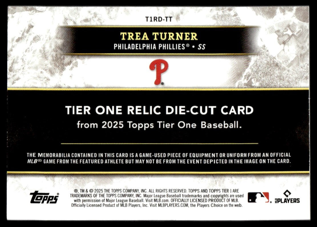 2025 Tier One Trea Turner Game-Used Triple Patch Relic Die-Cut 1/1