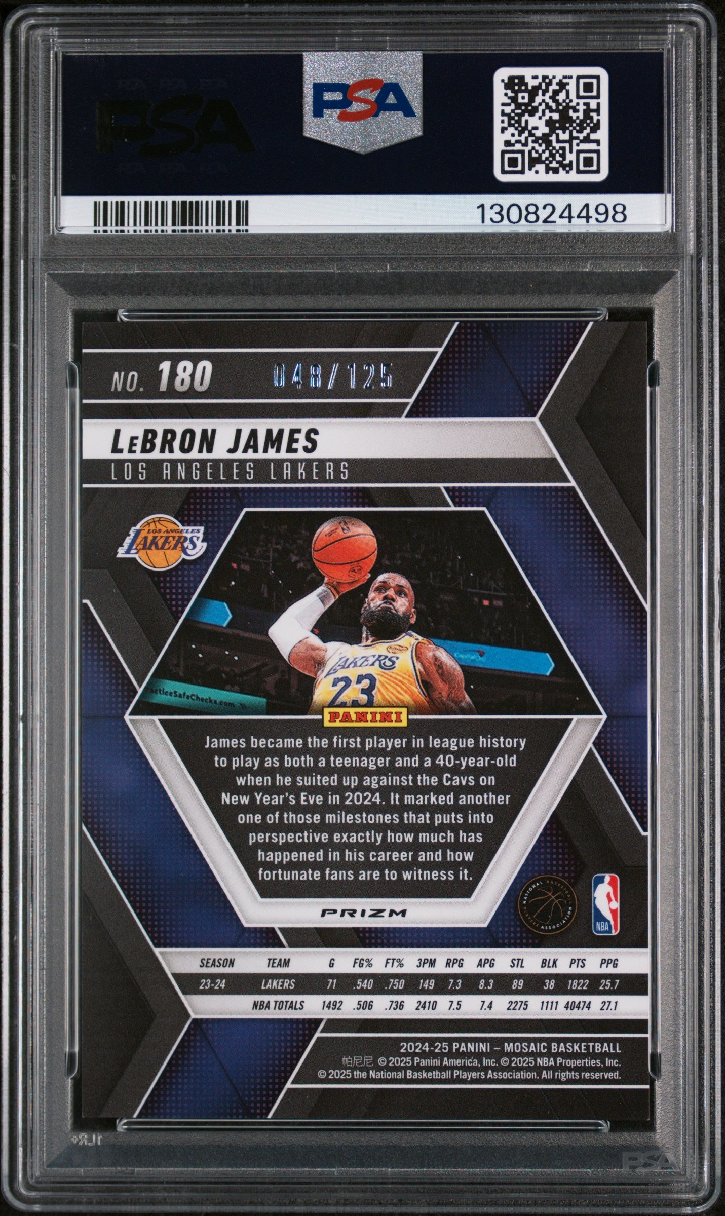 2024 Panini Mosaic Ice LeBron James #180 /125 PSA 9