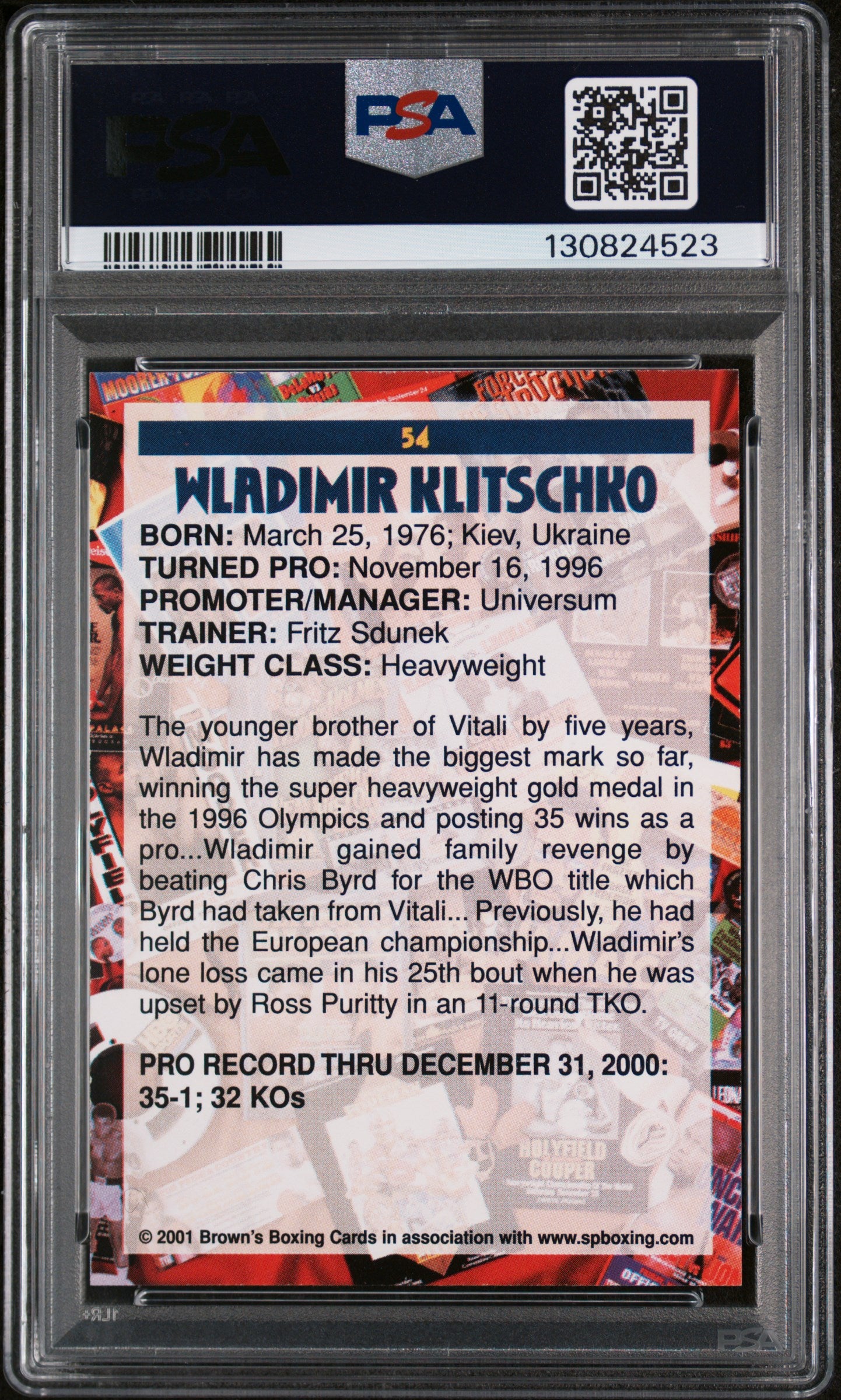 2001 Brown's Boxing Wladimir Klitschko #54 PSA 8