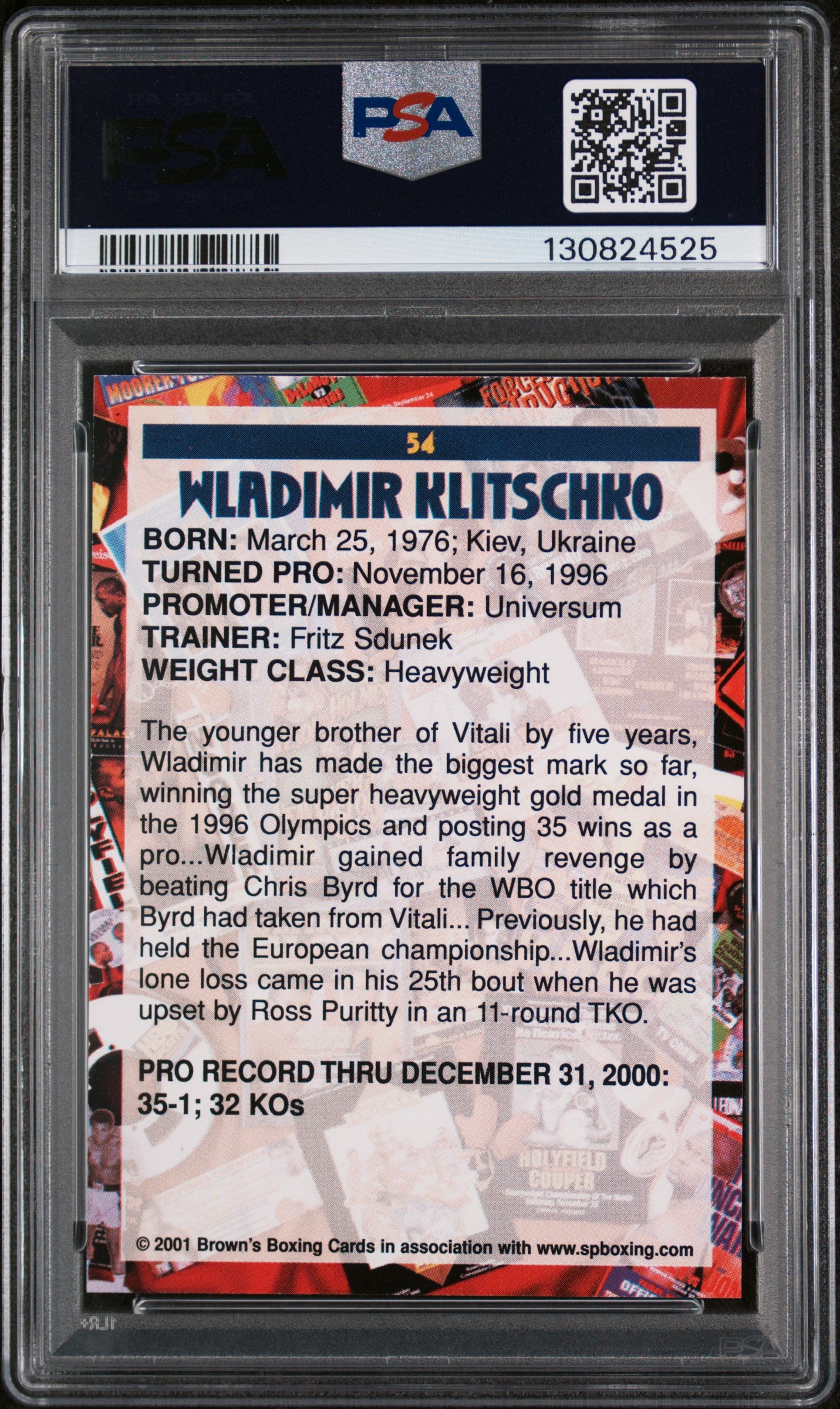 2001 Brown's Boxing Wladimir Klitschko #54 PSA 8