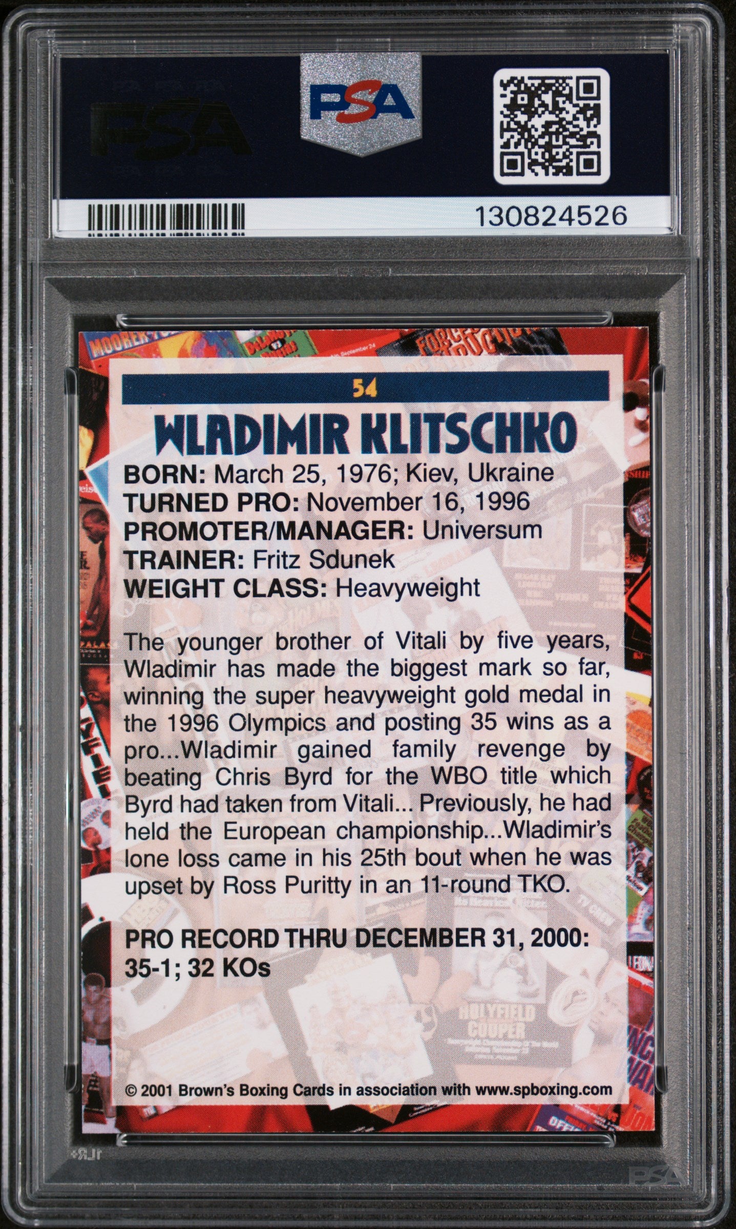 2001 Brown's Boxing Wladimir Klitschko #54 PSA 8
