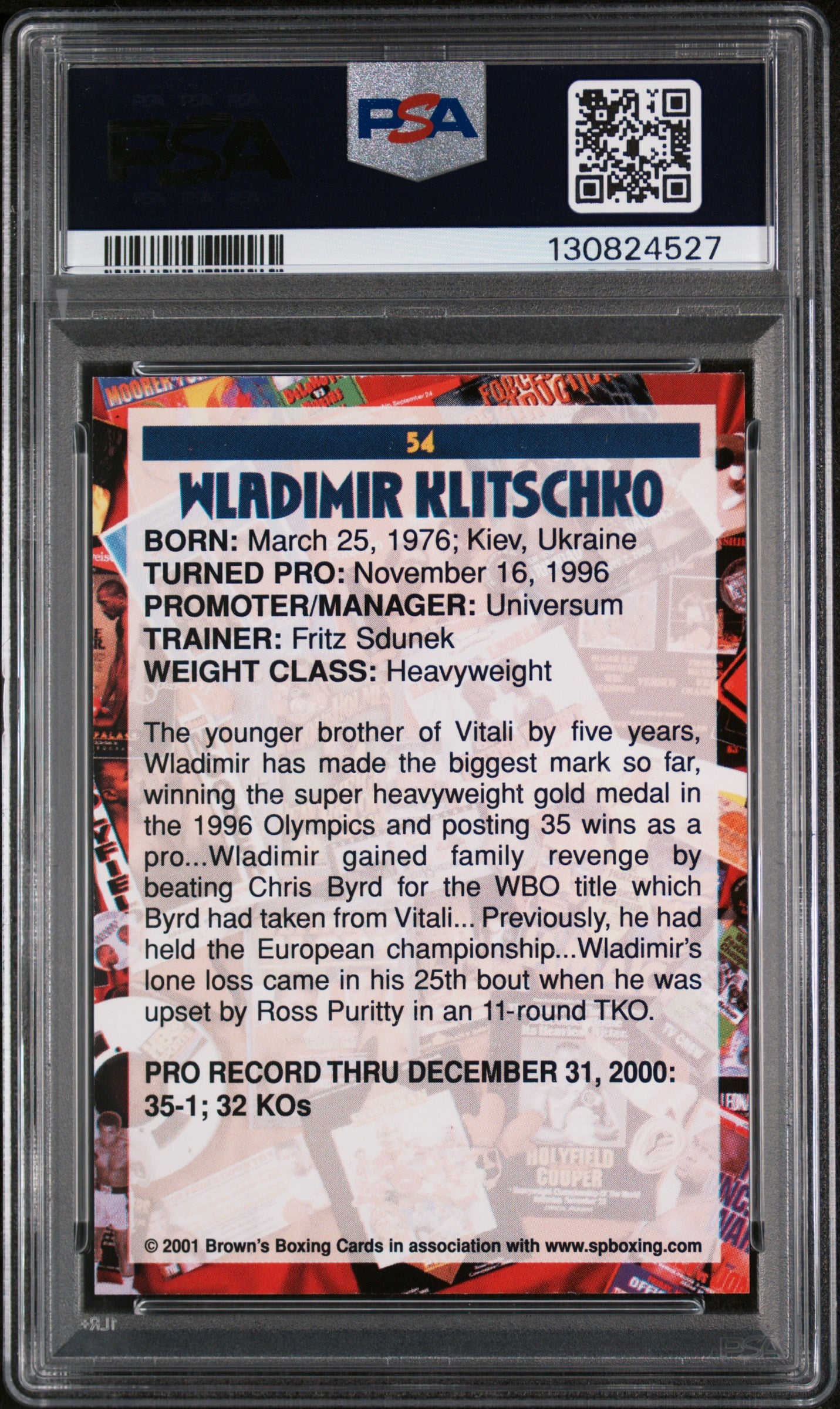 2001 Brown's Boxing Wladimir Klitschko #54 PSA 9