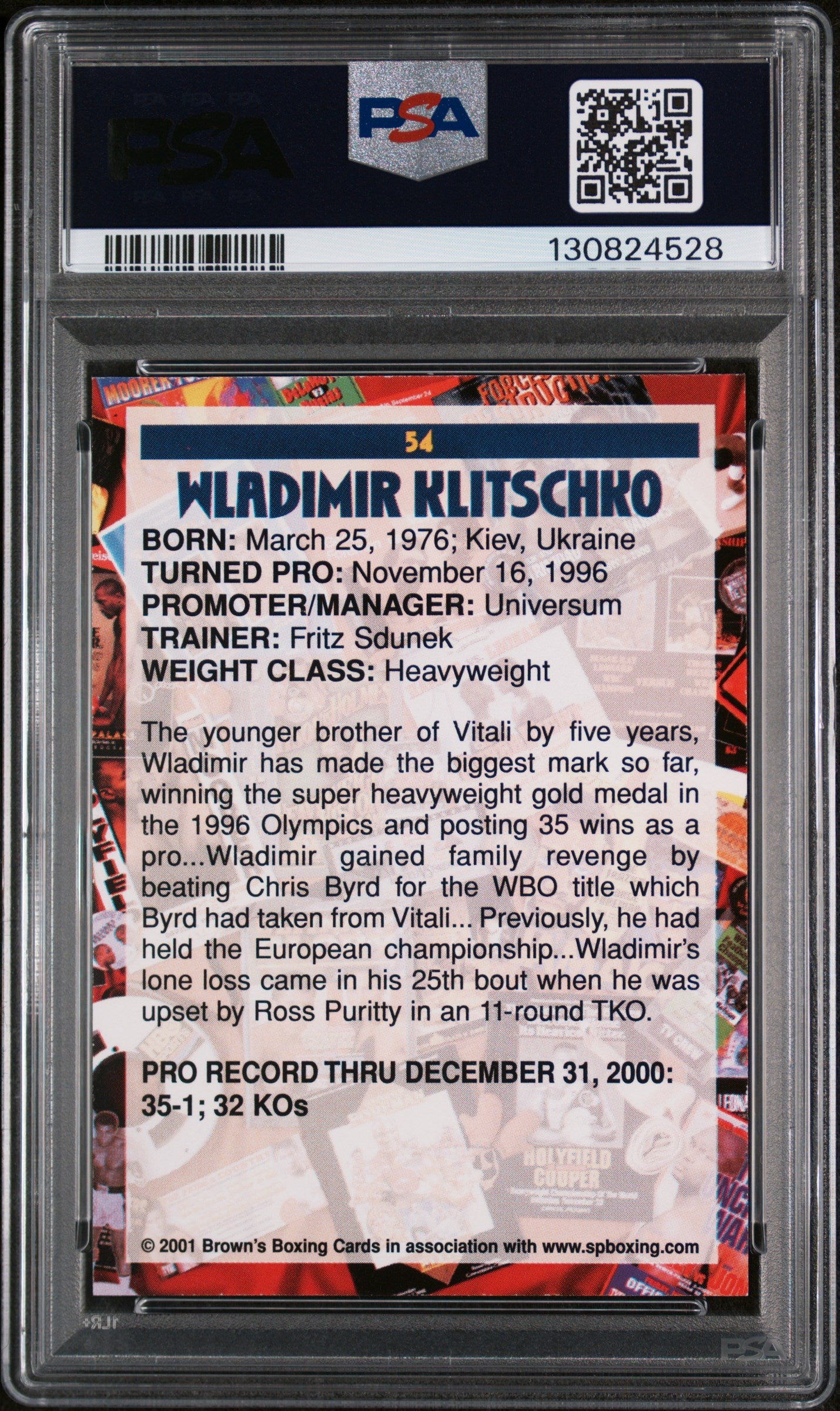 2001 Brown's Boxing Wladimir Klitschko #54 PSA 8