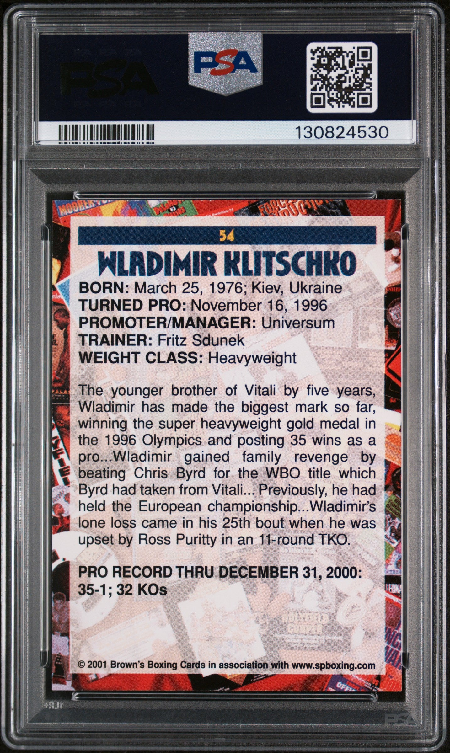 2001 Brown's Boxing Wladimir Klitschko #54 PSA 8