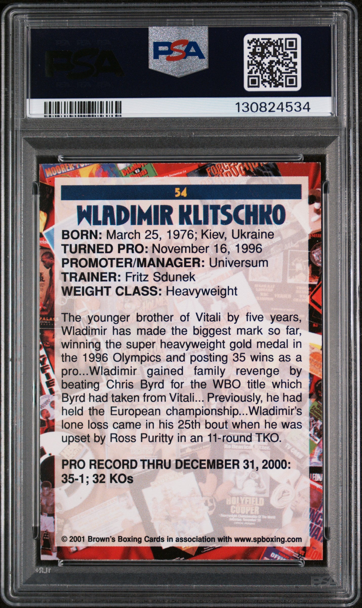 2001 Brown's Boxing Wladimir Klitschko #54 PSA 8