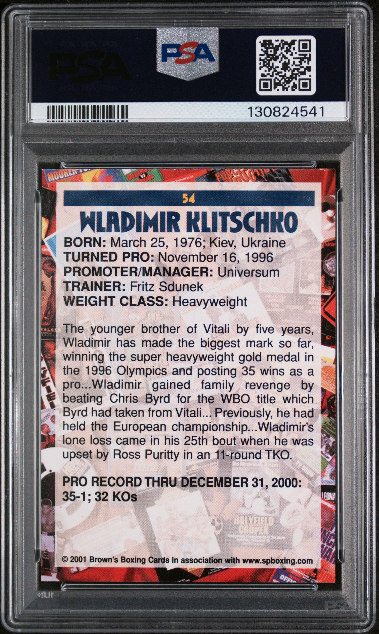 2001 Brown's Boxing Wladimir Klitschko #54 PSA 8