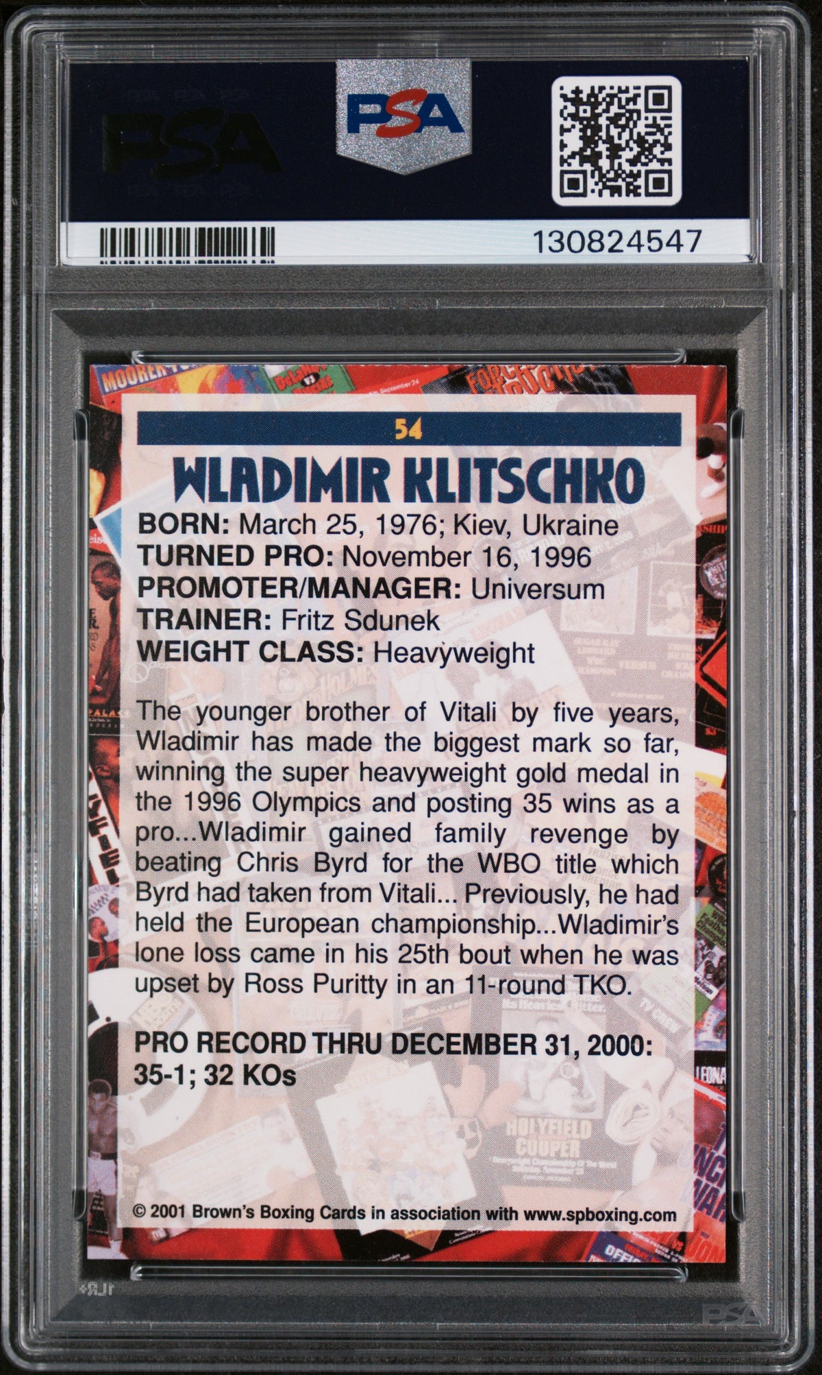2001 Brown's Boxing Wladimir Klitschko #54 PSA 8