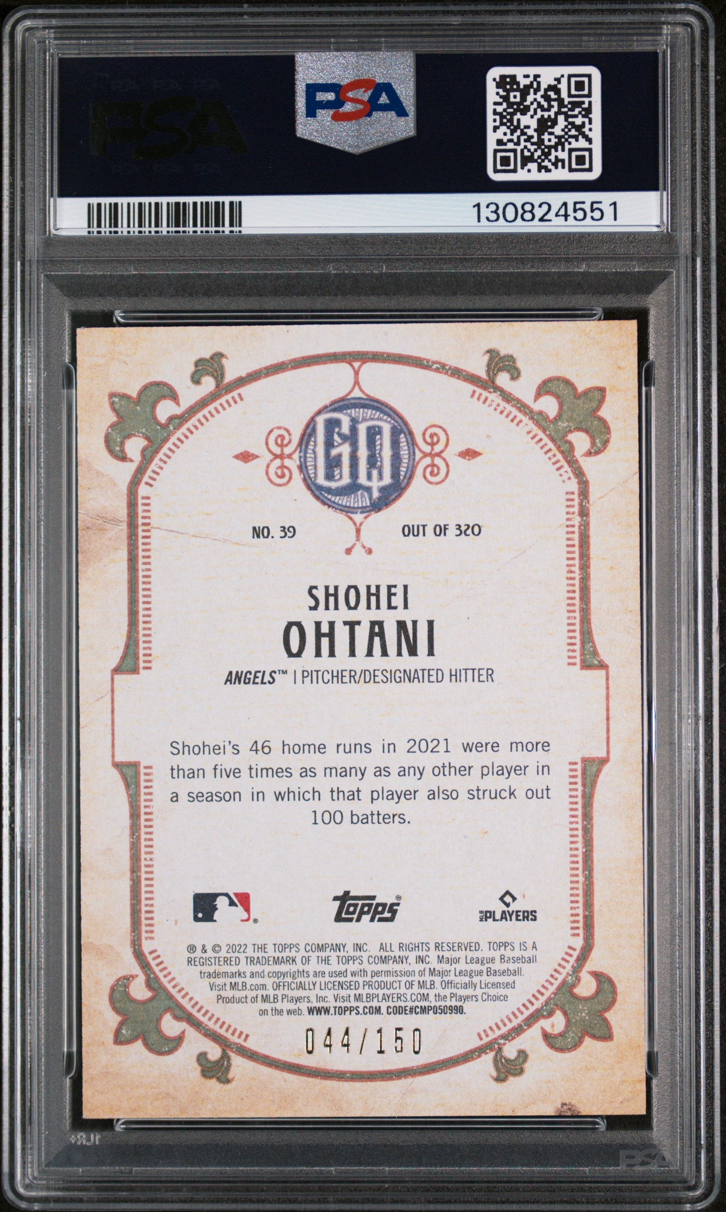 2022 Topps Gypsy Queen Blue Shohei Ohtani #39 /150 PSA 8