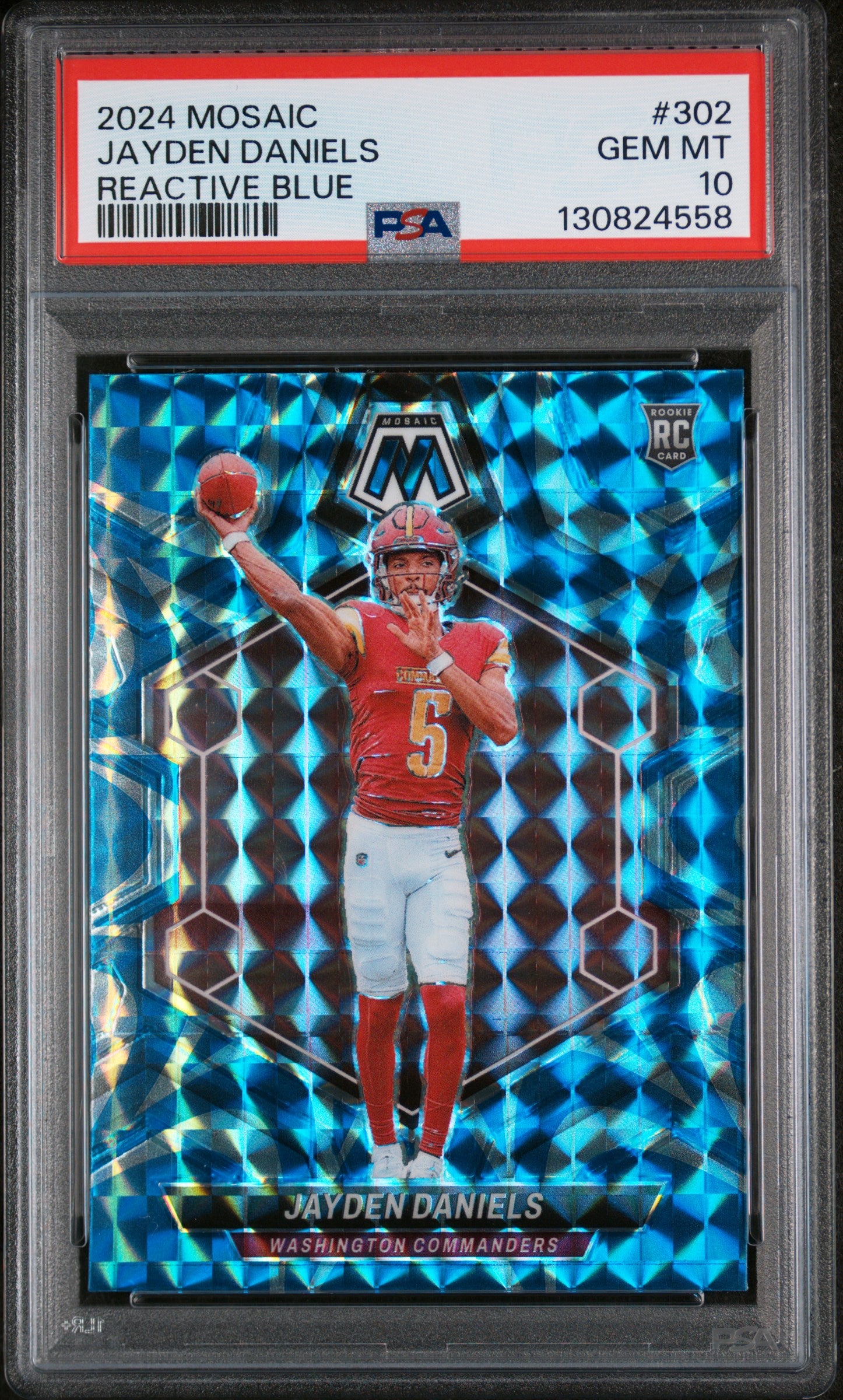 2024 Panini Mosaic Reactive Blue Mosaic Jayden Daniels #302 PSA 10