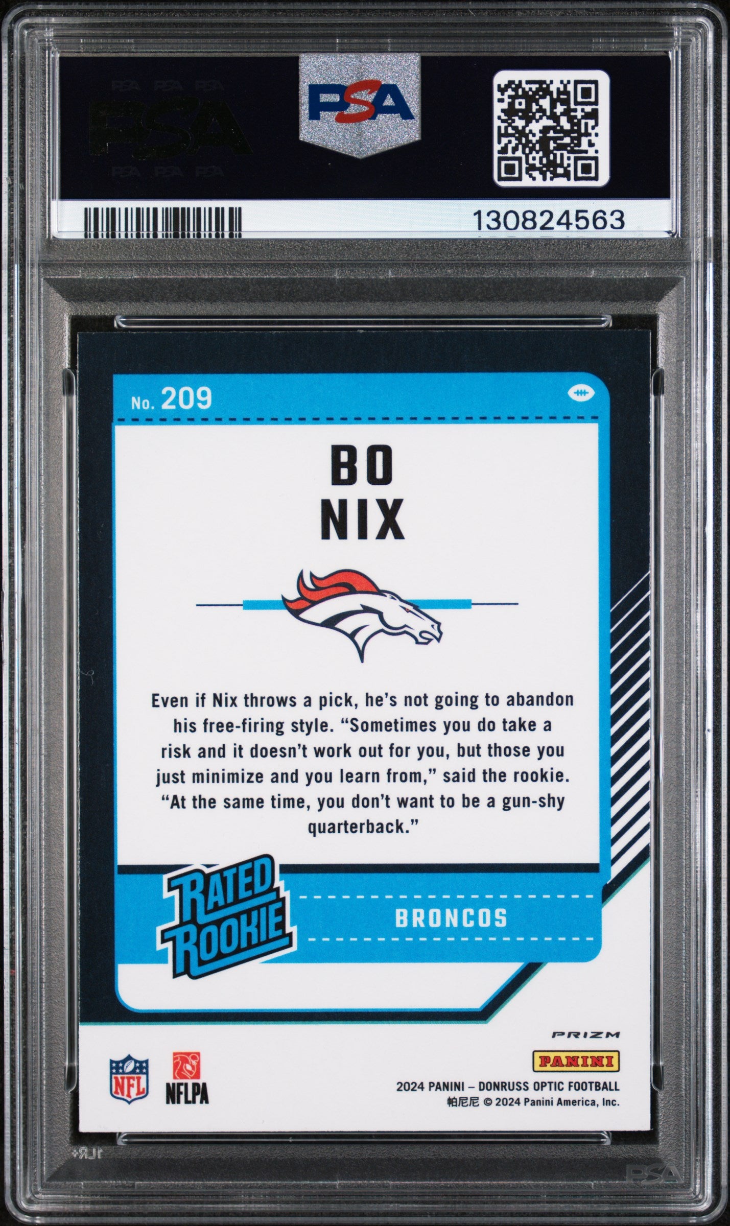 2024 Donruss Optic Rated Rookie Holo Bo Nix #209 PSA 9