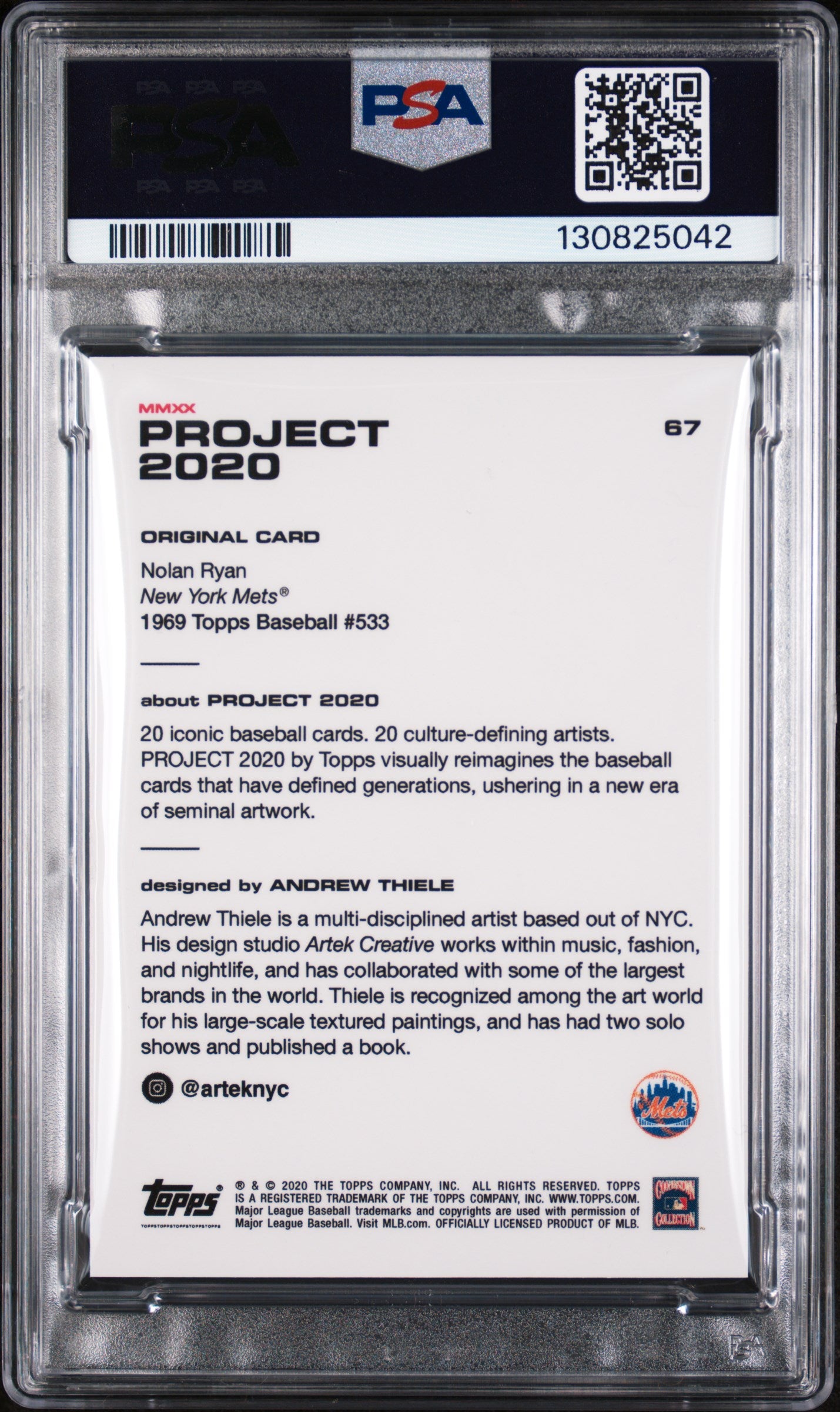 2020 Topps Project 2020 Nolan Ryan #67 /7383 PSA 9