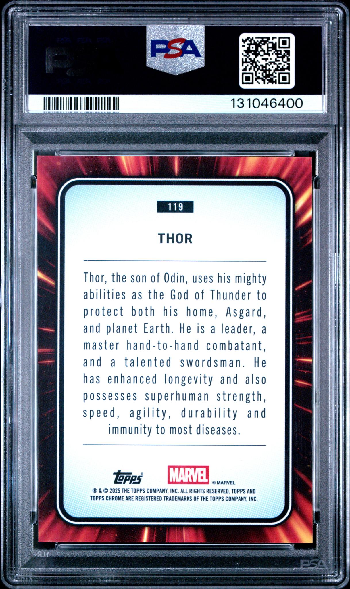 2025 Topps Chrome Marvel Yellow Lava Thor #119 PSA 10