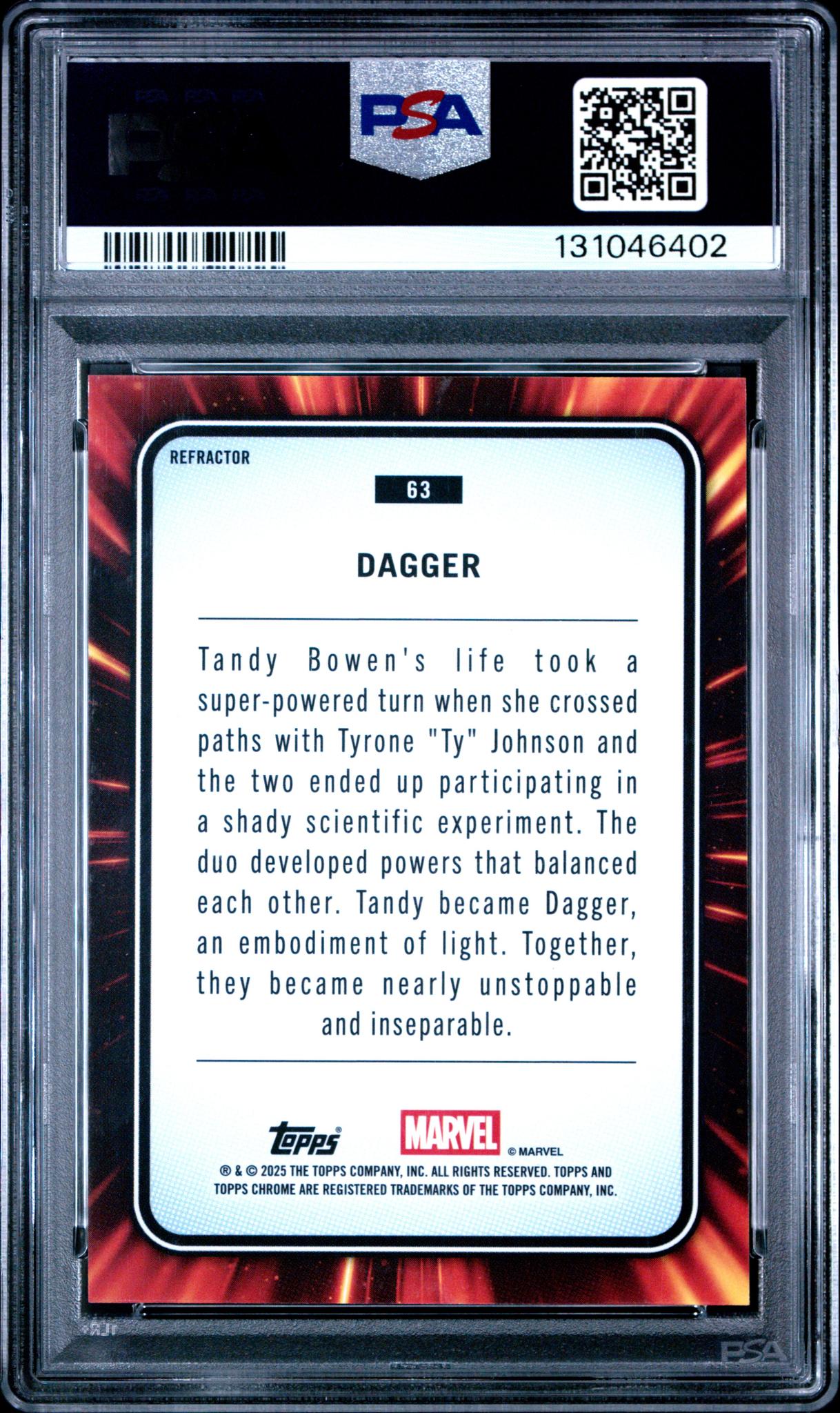 2025 Topps Chrome Marvel Refractor Dagger #63 PSA 10