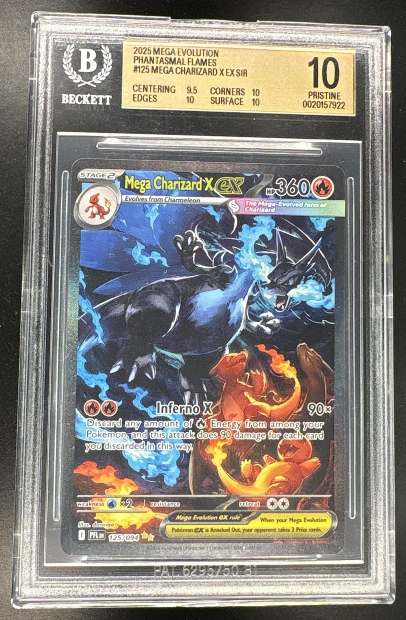 2025 Pokemon Mega Evolution Phantasmal Flames Special Illustration Rare Mega Charizard X Ex #125 BGS 10