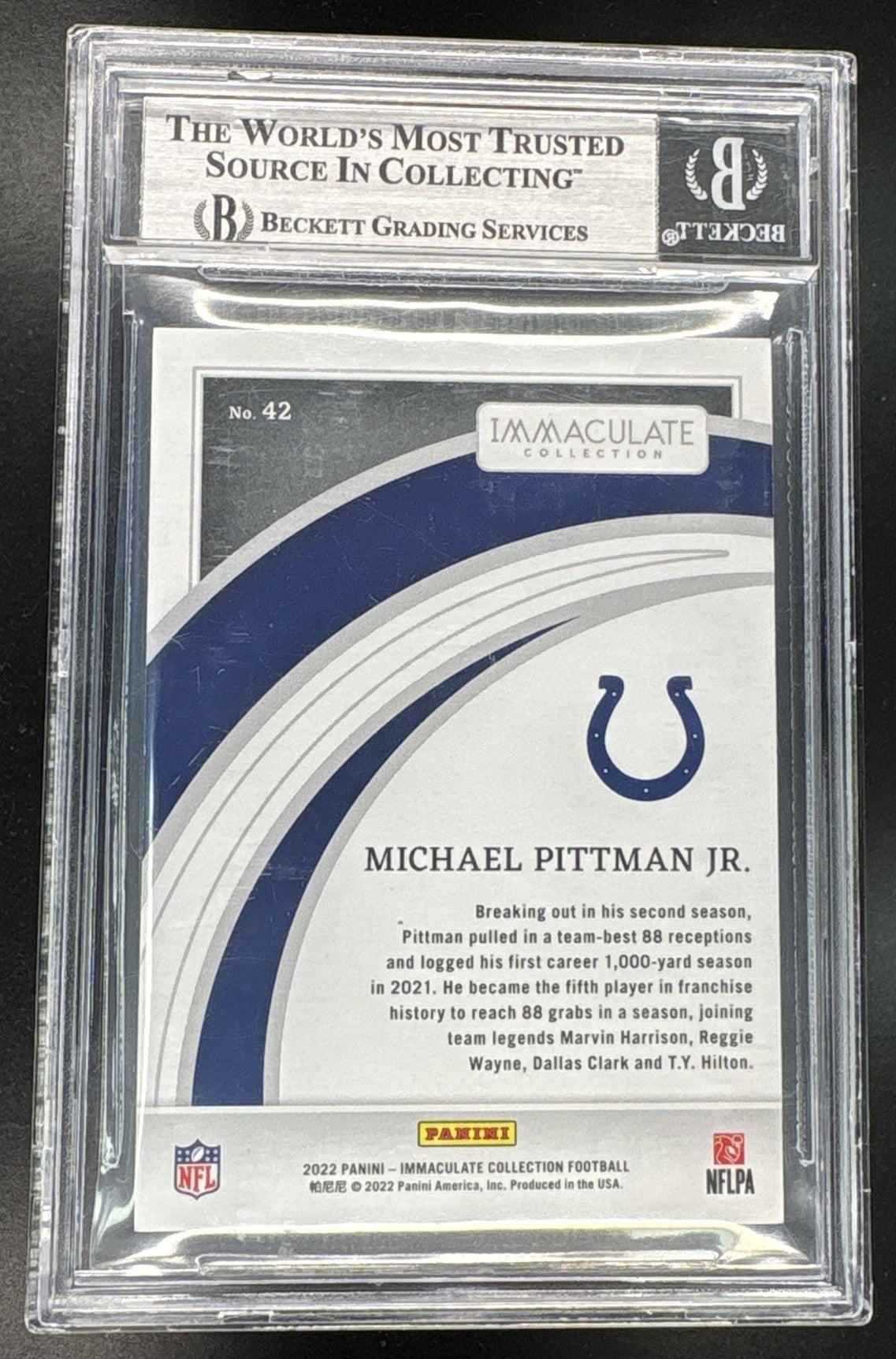 2022 Panini Immaculate Collection Gold Michael Pittman Jr. #42 /5 BGS 8.5