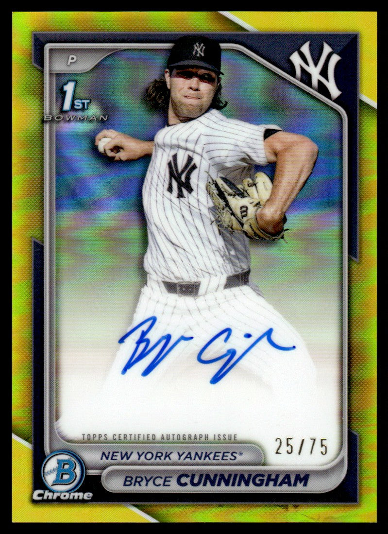 2024 Bowman Chrome Bryce Cunningham 1st True Yellow Auto /75