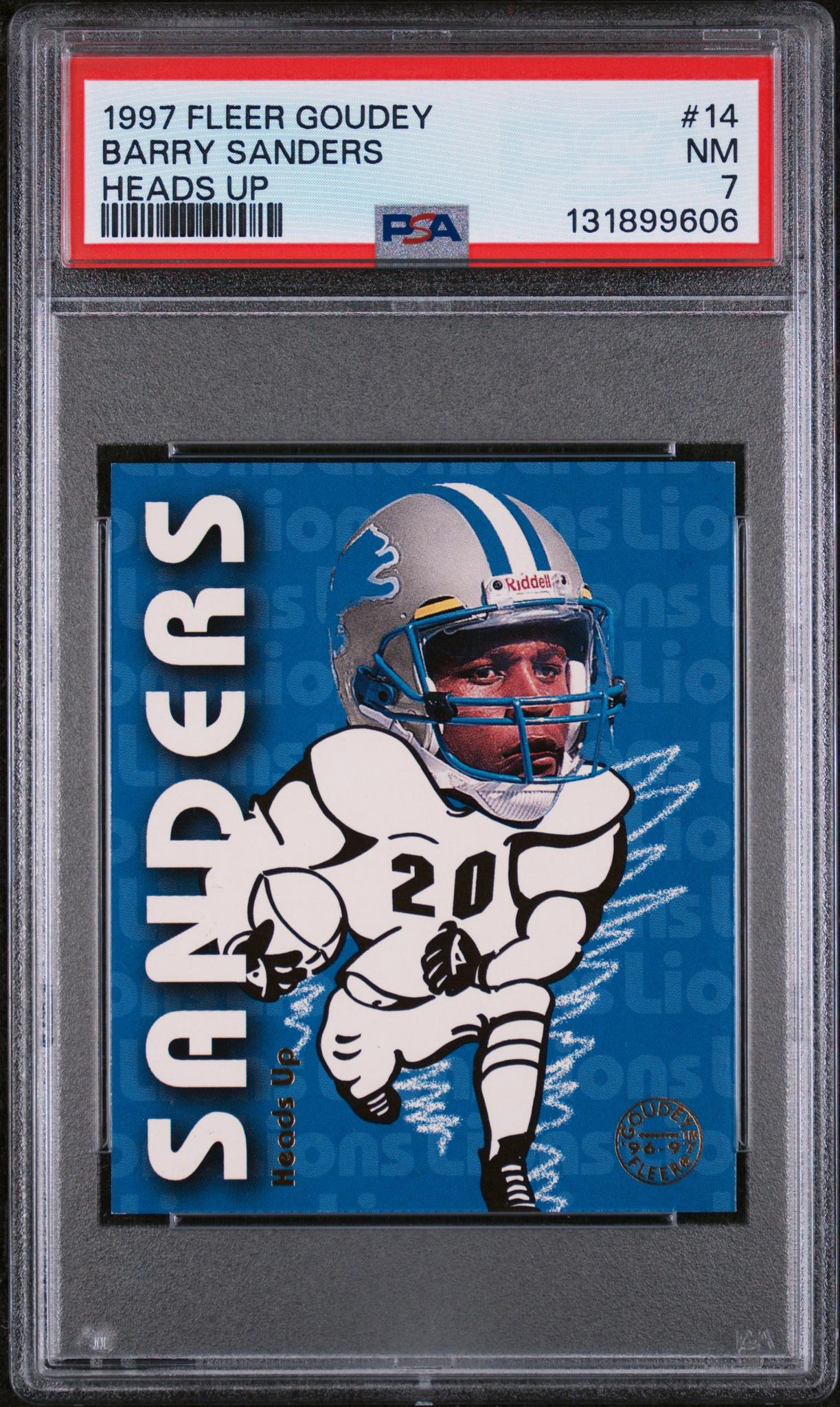 1997 Fleer Goudey Heads Up Barry Sanders #14 /20 PSA 7