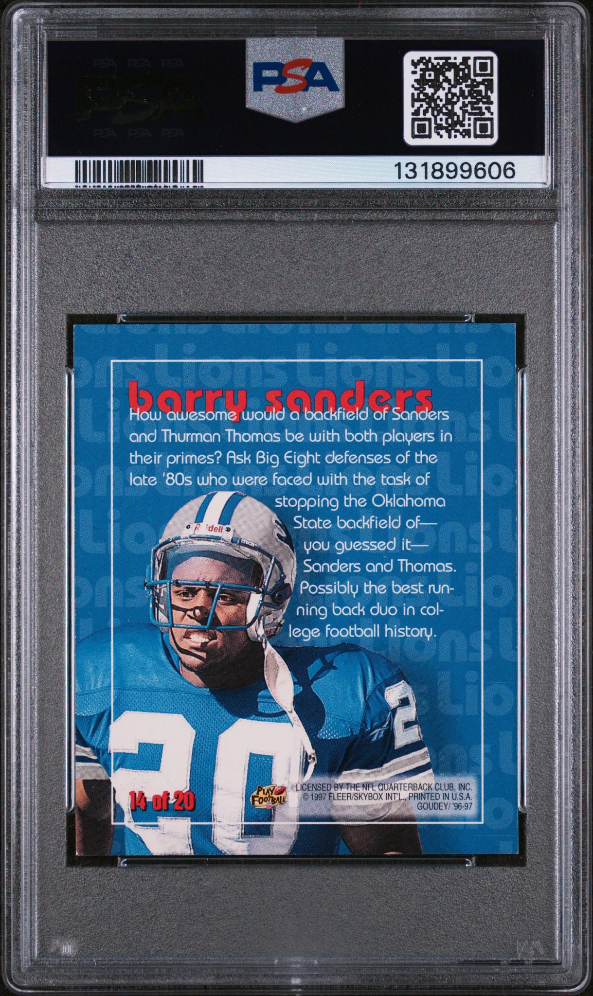1997 Fleer Goudey Heads Up Barry Sanders #14 /20 PSA 7
