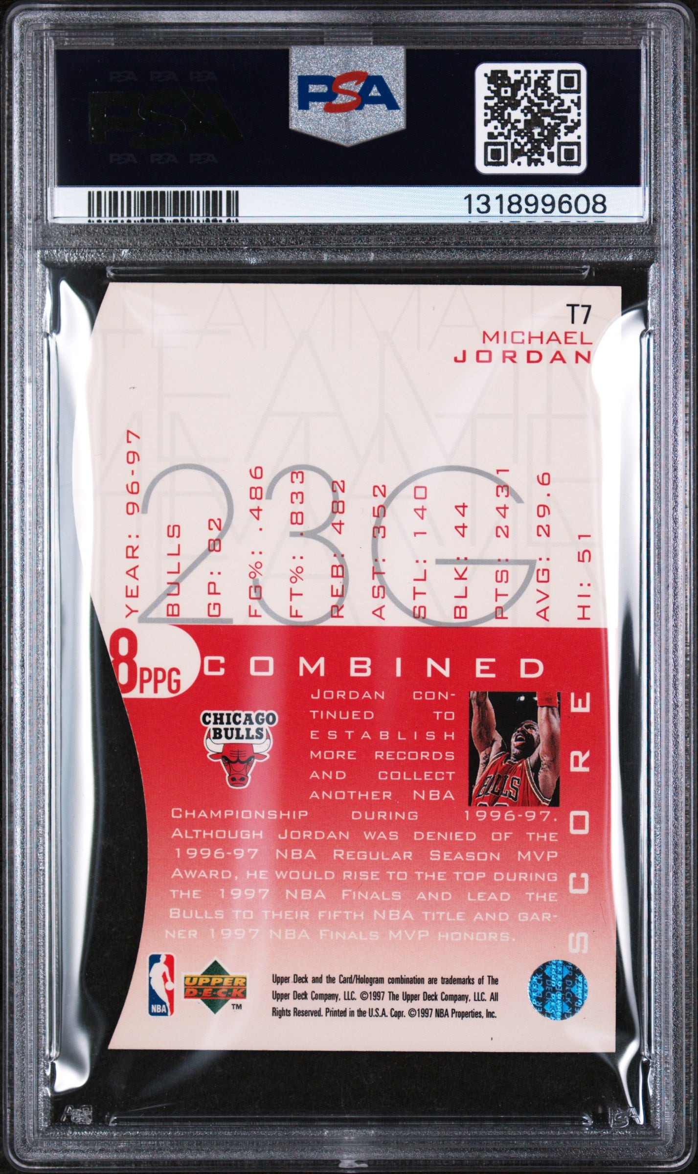 1997 Upper Deck Teammates Michael Jordan #T7 PSA 8