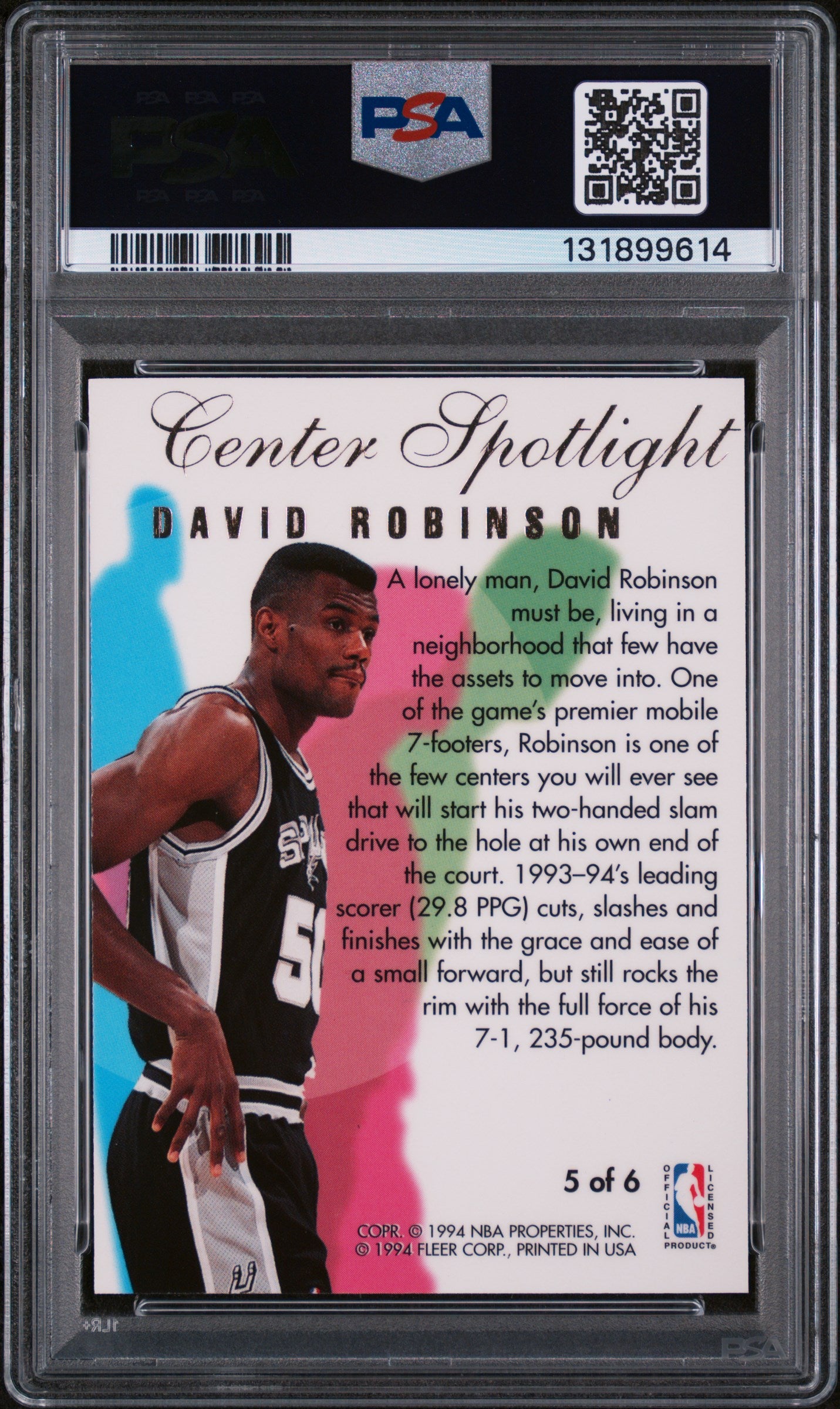 1994 Flair Center Spotlight David Robinson #5 PSA 9