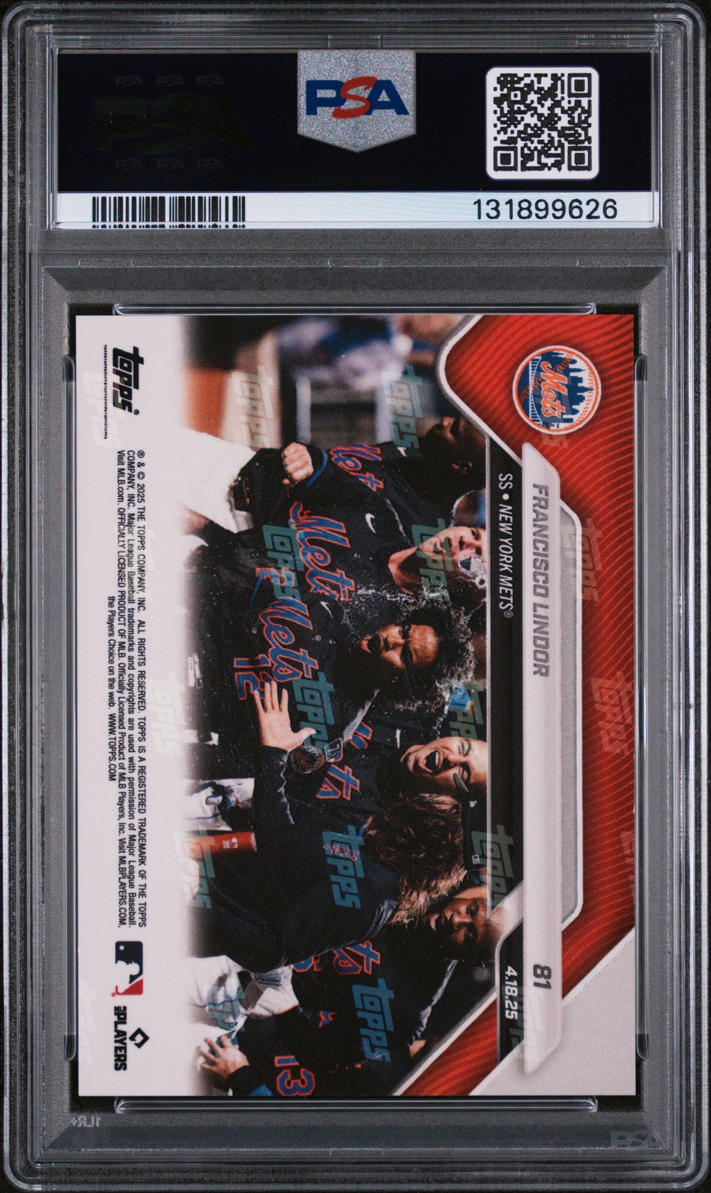 2025 Topps Now Black Foil Francisco Lindor #81 /10 PSA 9