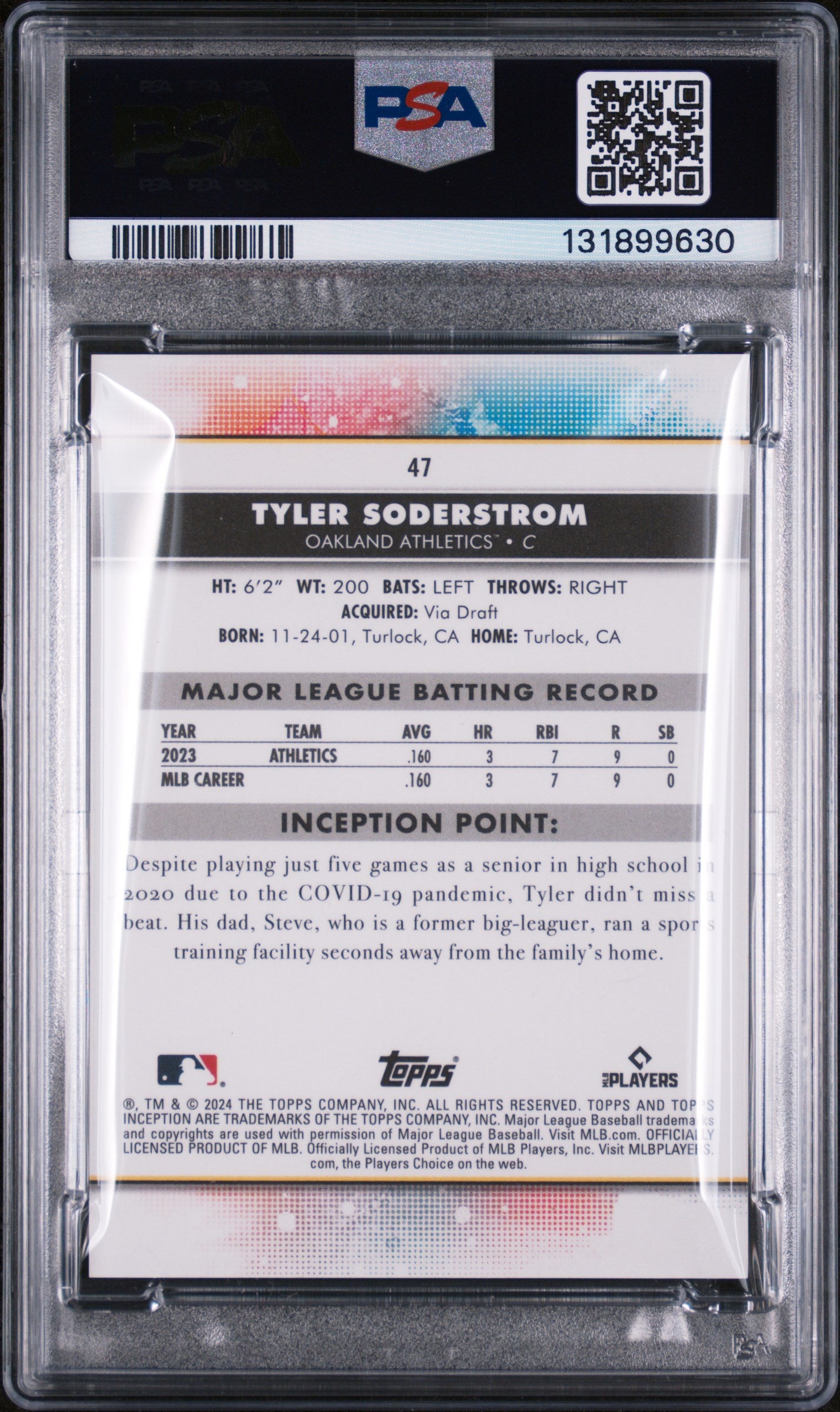 2024 Topps Inception Red Tyler Soderstrom #47 /25 PSA 10