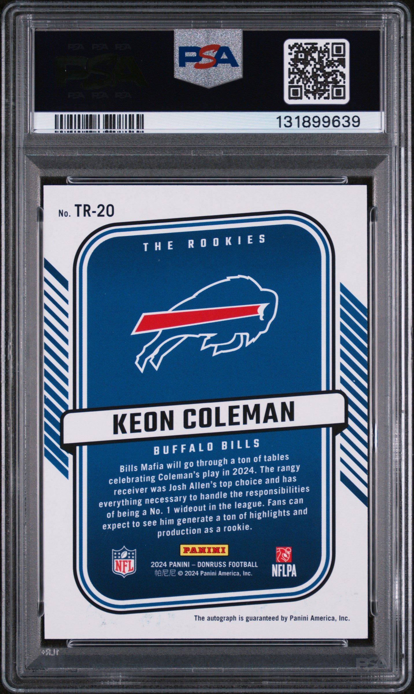 2024 Panini Donruss the Rookies Autographs Keon Coleman #TR20 PSA 9