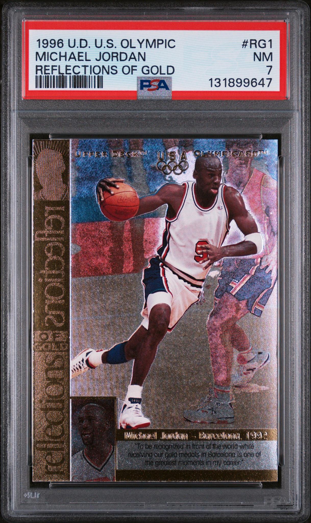 1996 Upper Deck Olympicards Reflections of Gold Michael Jordan #RG1 PSA 7