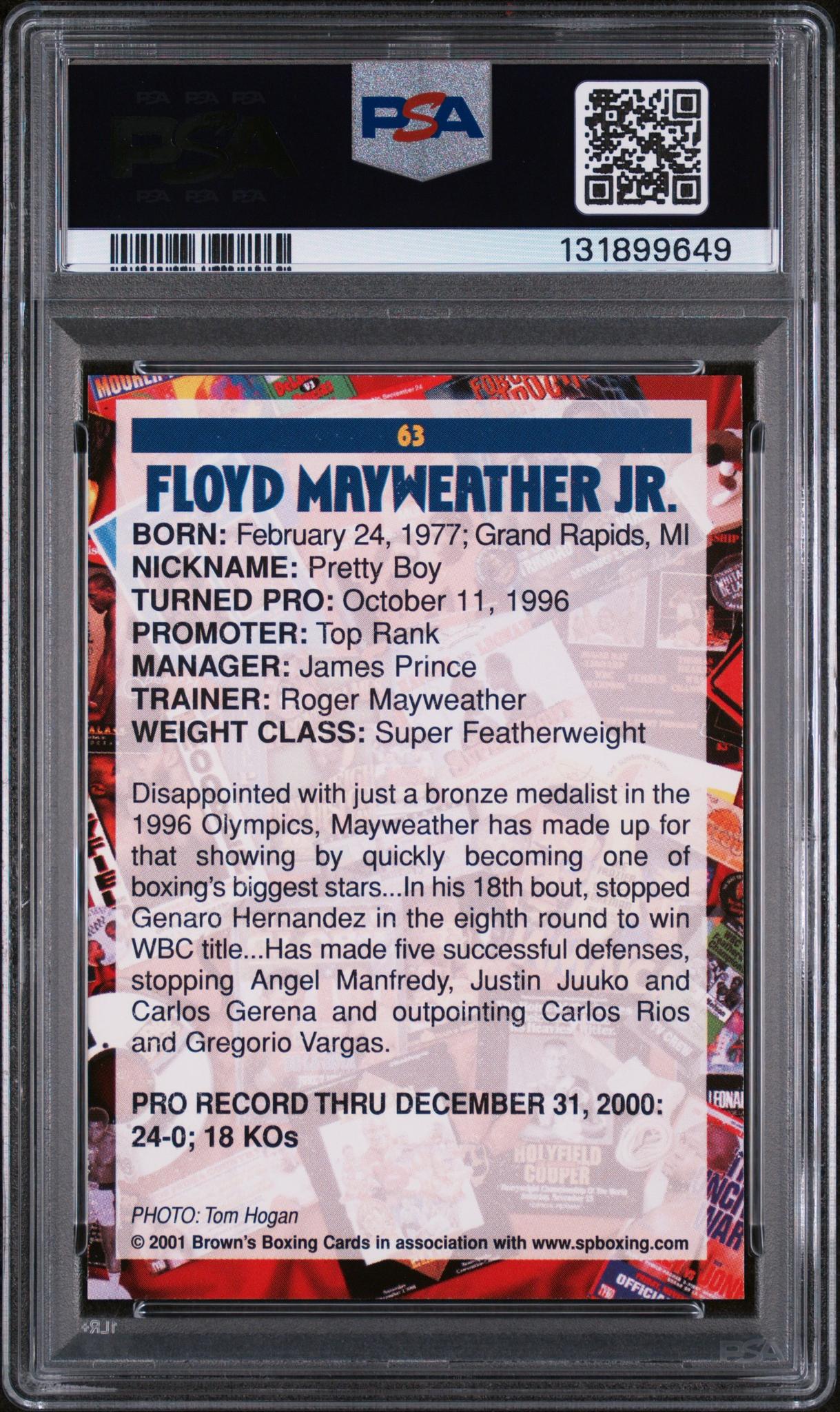 2001 Brown's Boxing Floyd Mayweather #63 PSA 7