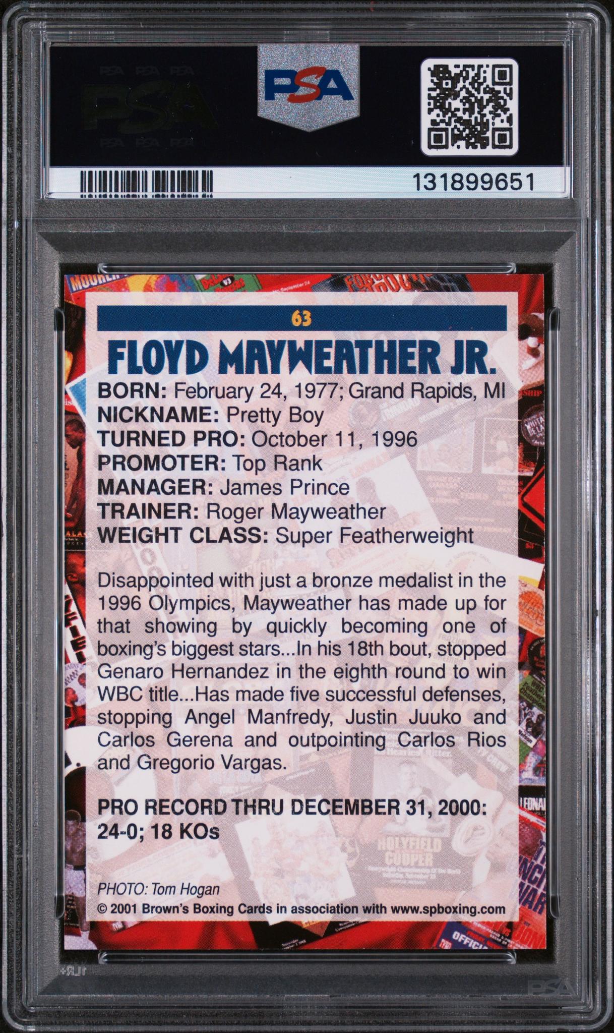 2001 Brown's Boxing Floyd Mayweather #63 PSA 9