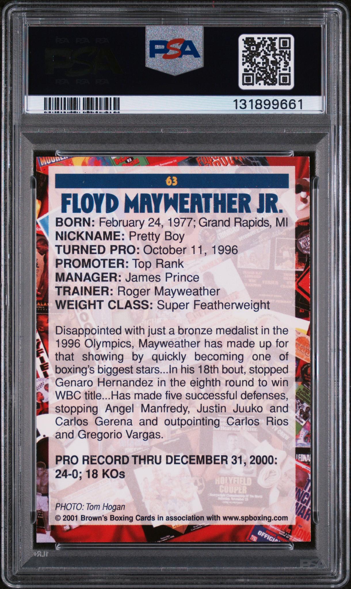 2001 Brown's Boxing Floyd Mayweather #63 PSA 8
