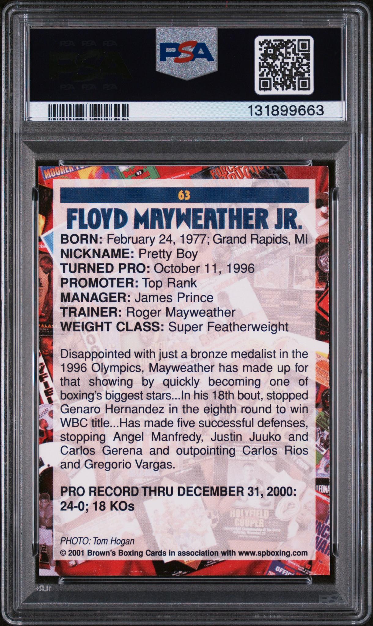 2001 Brown's Boxing Floyd Mayweather #63 PSA 10