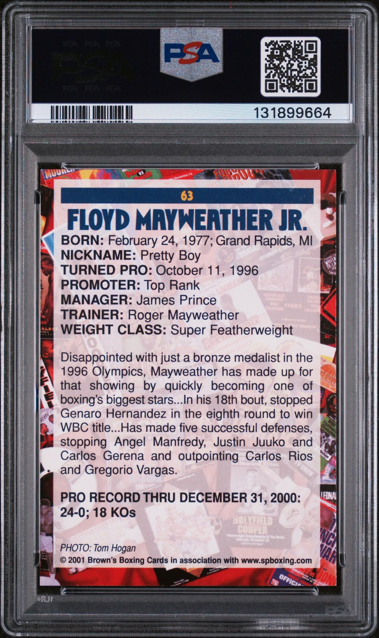 2001 Brown's Boxing Floyd Mayweather #63 PSA 8