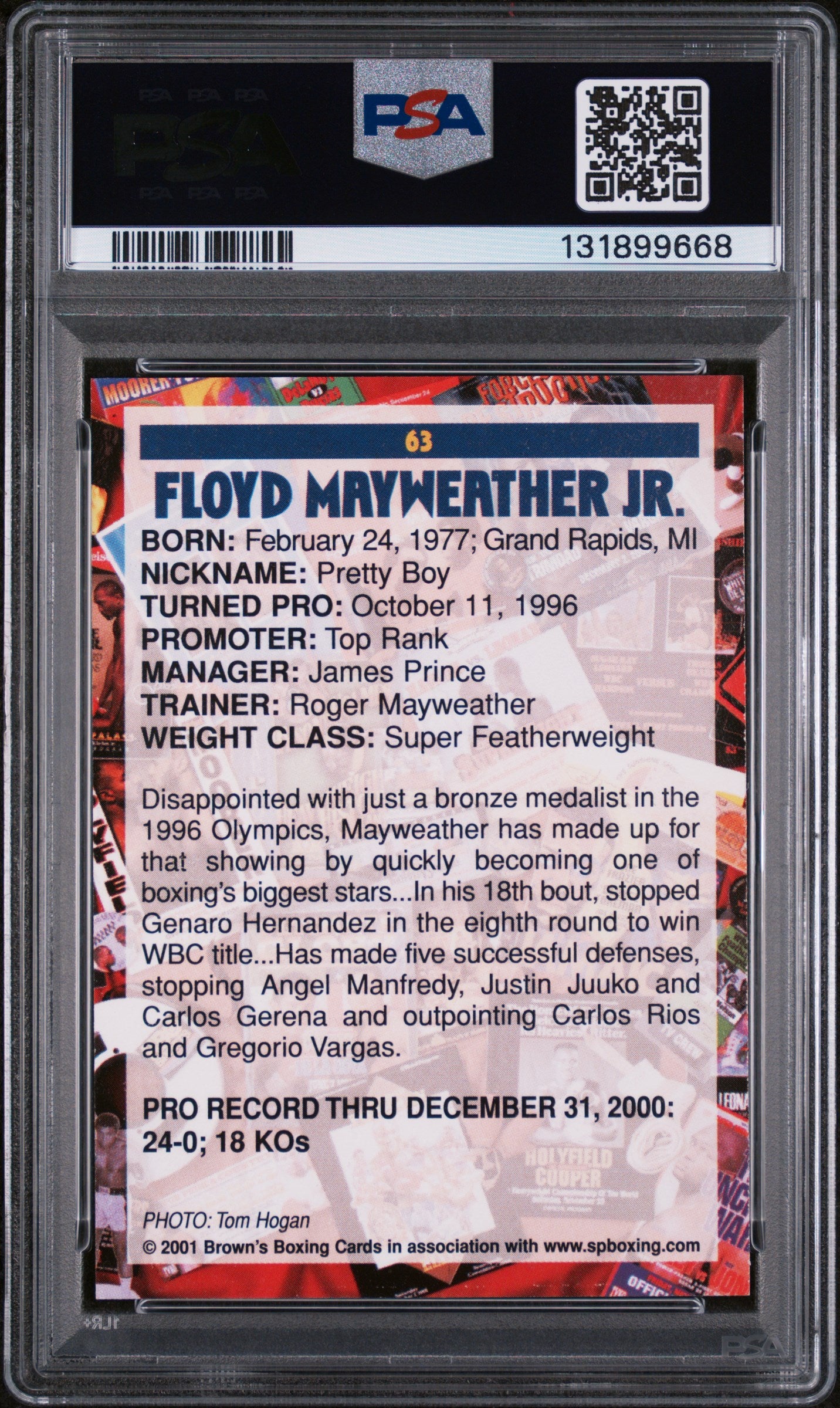 2001 Brown's Boxing Floyd Mayweather #63 PSA 9