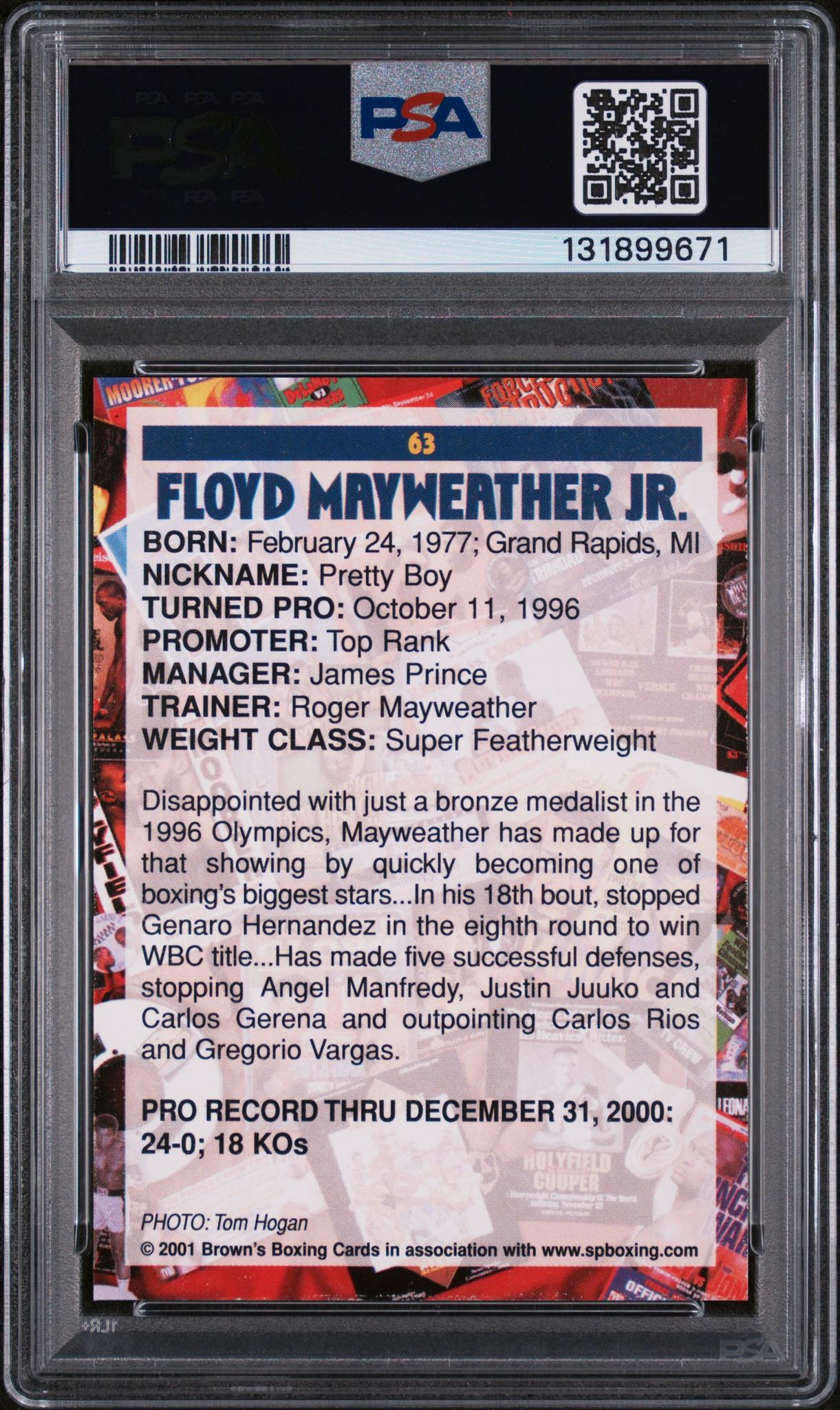 2001 Brown's Boxing Floyd Mayweather #63 PSA 8