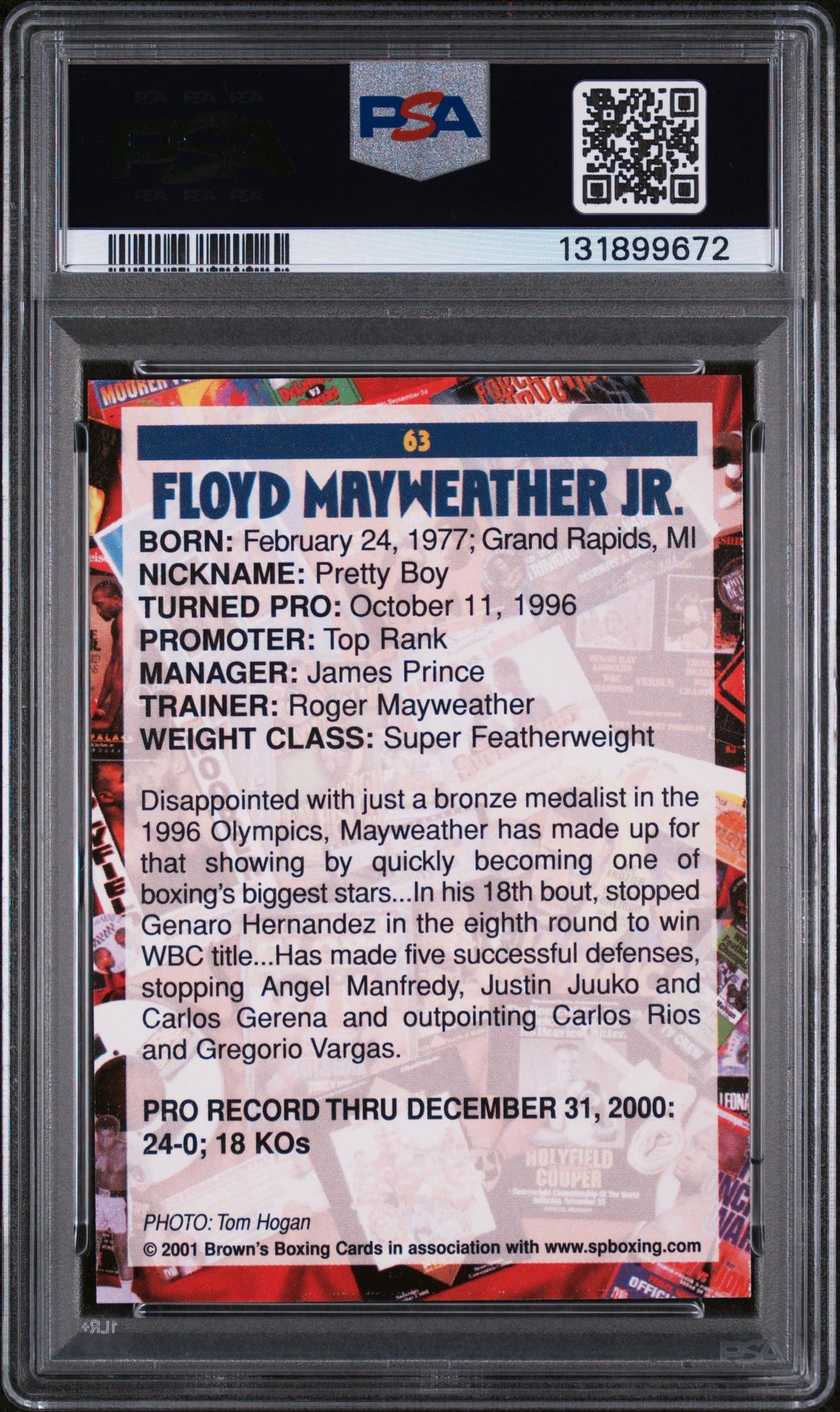 2001 Brown's Boxing Floyd Mayweather #63 PSA 8