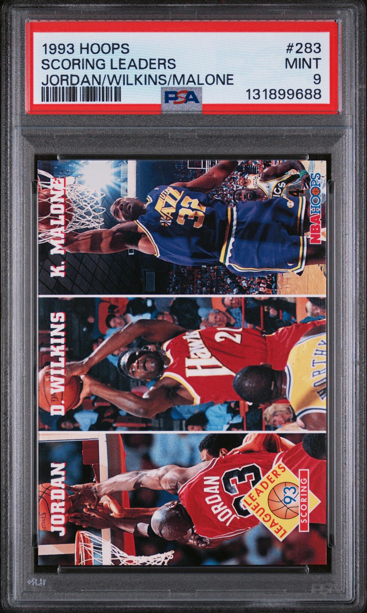 1993 Hoops Scoring Leaders Dominique Wilkins/Karl Malone/Michael Jordan #283 PSA 9